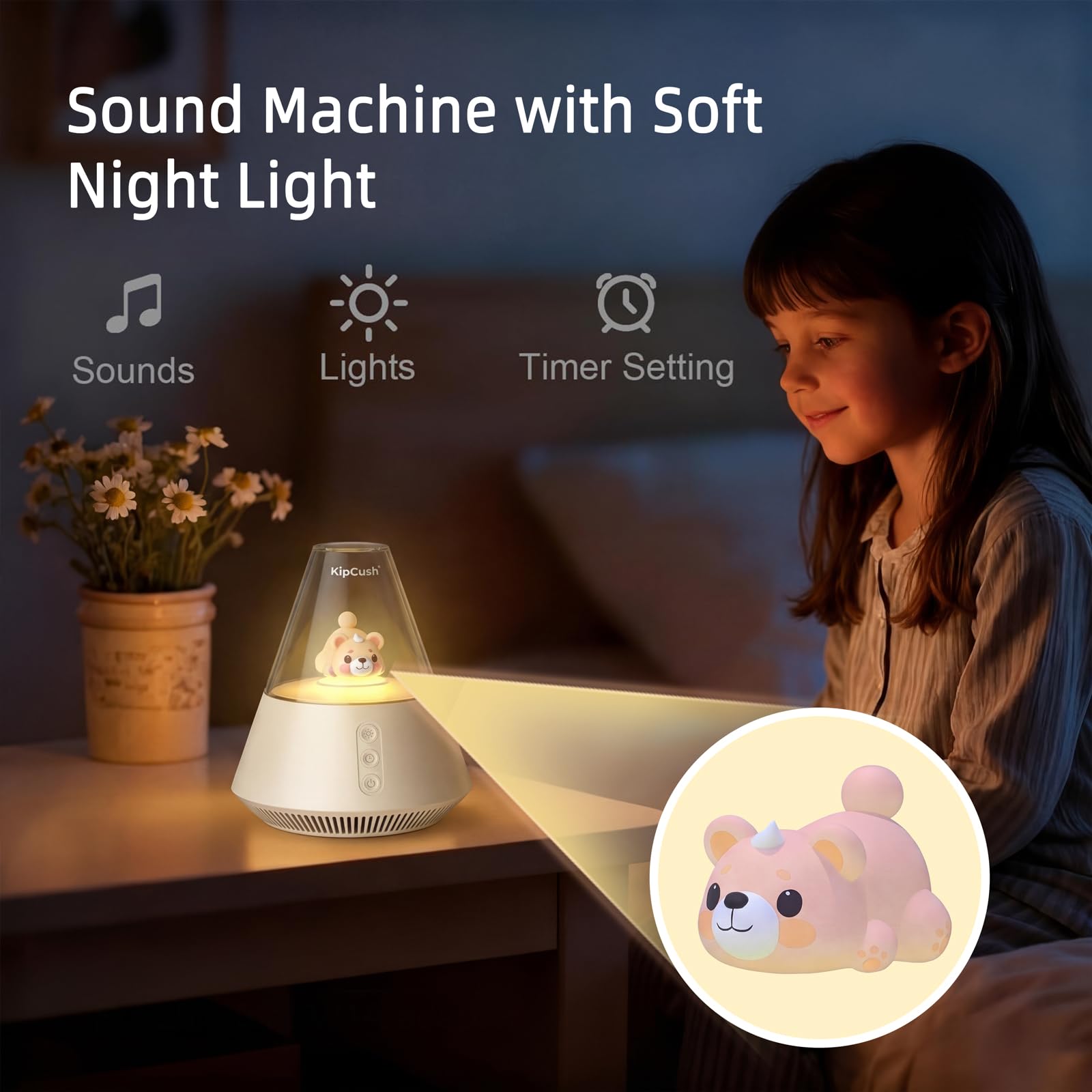 Kipcush Máquina de sonido de regalo de Navidad, máquina de sonido para bebé, luz de bebé para guardería, máquina de ruido blanco, 3 niveles de brillo, 31 niveles de volumen, 30 opciones de sonido, 6