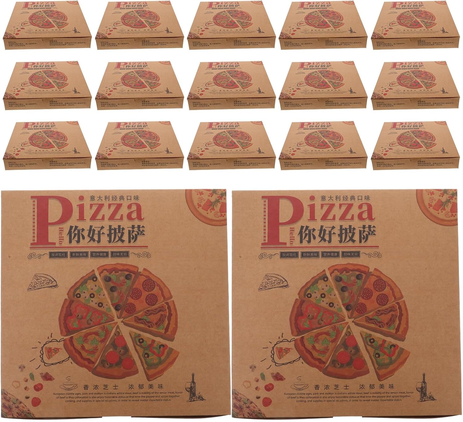20pcs Disposable Paper Pizza Packing Boxes Pizza Slice Storage Containers Food Takeout Bakery Packaging and Party Use