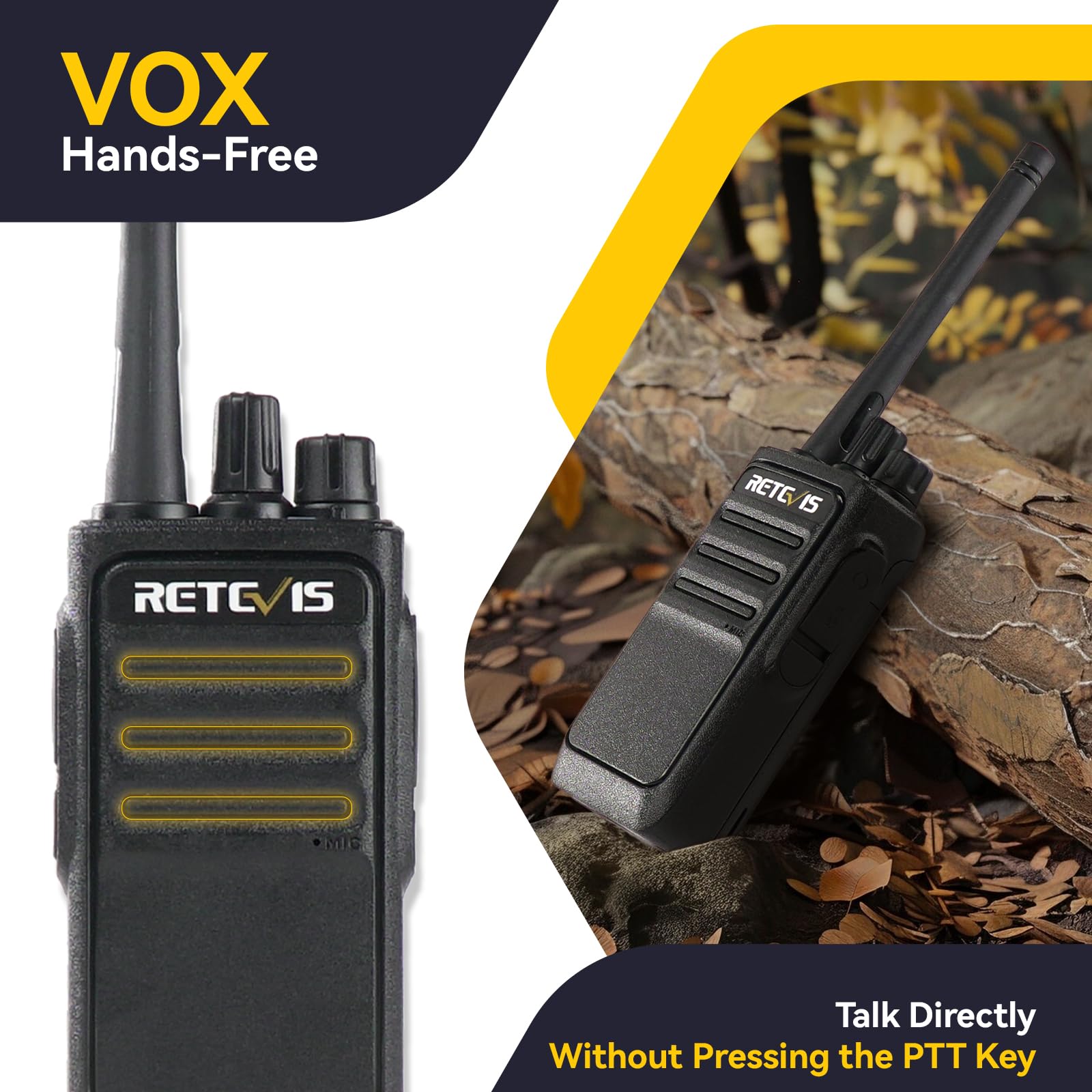 Retevis RT617 Walkie Talkie, 16 Kanałów Krótkofalówki, 1200 mAh, VOX, Mikrofon Niemagnetyczny, Radio Pmr Bez Licencji, Akumulator, Podróż, Przygoda Na Świeżym Powietrzu(1 Para, Czarny)