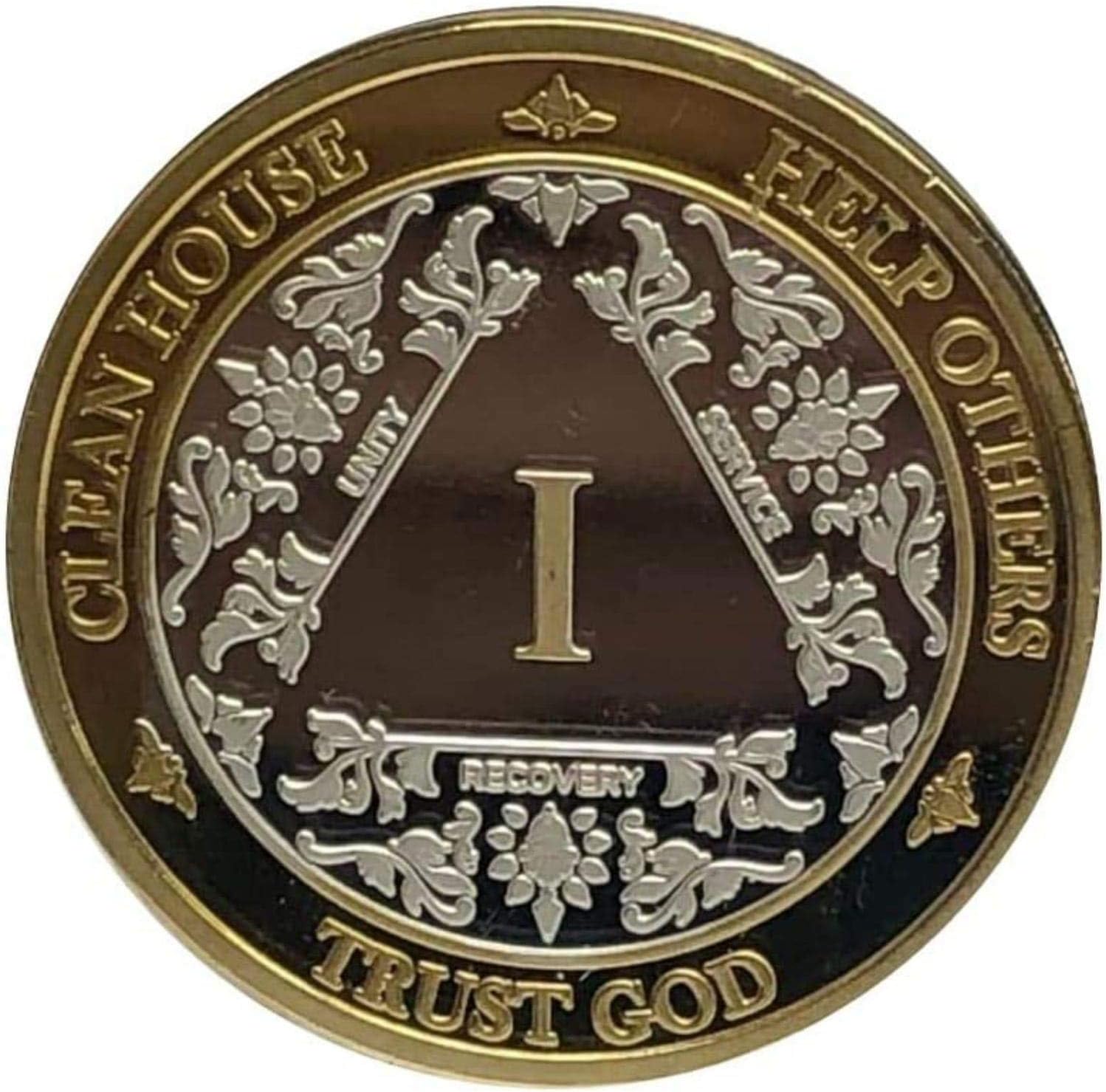 MYRECOVERYSTORE Silver & Gold 1-60 Years Alcoholics Anonymous Medallion AA Coin Capsule Included