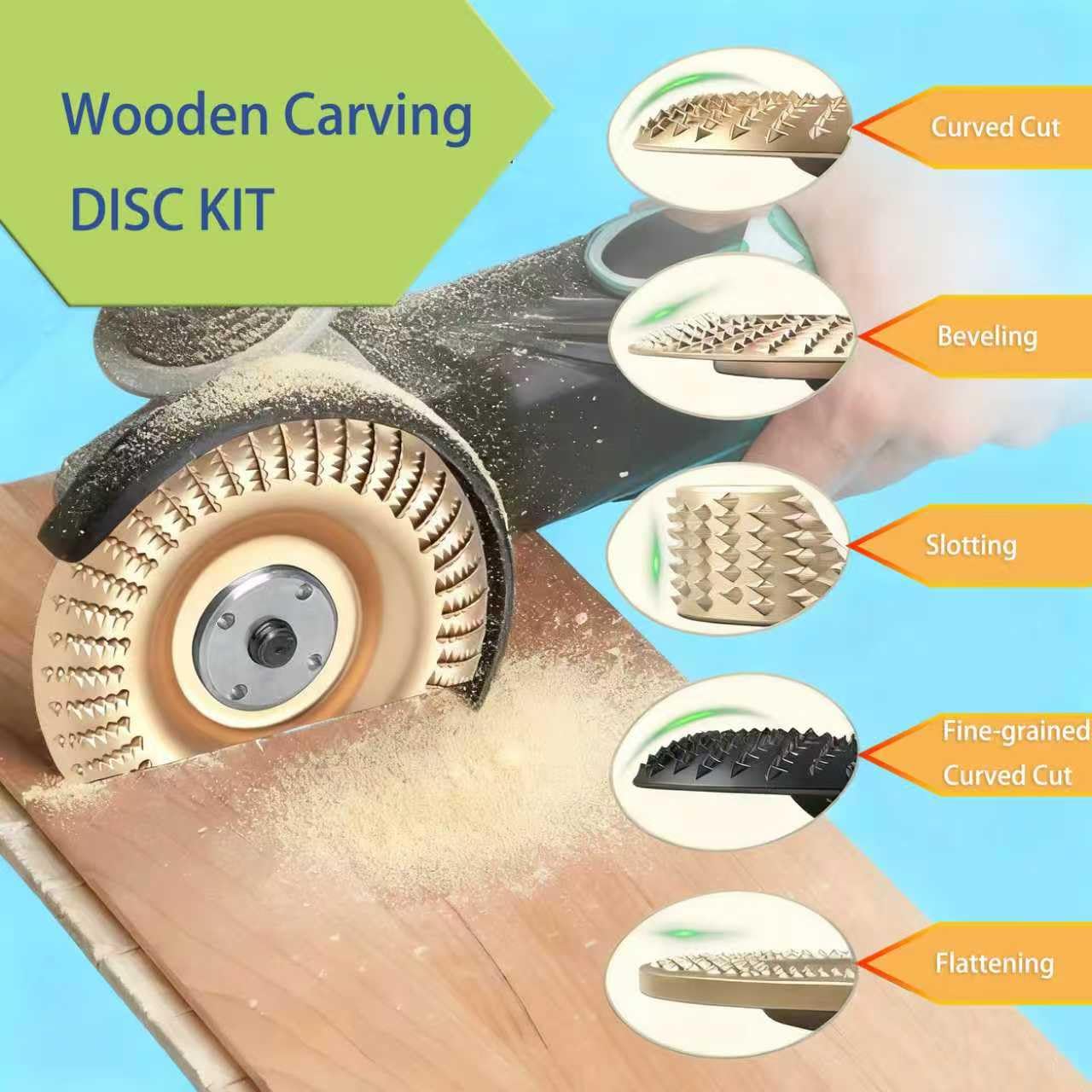 Wood Carving Disc Set for Angle Grinders - 5 Piece -3 Wood Carving Disc Set for Angle Grinders - 5 Piece -3