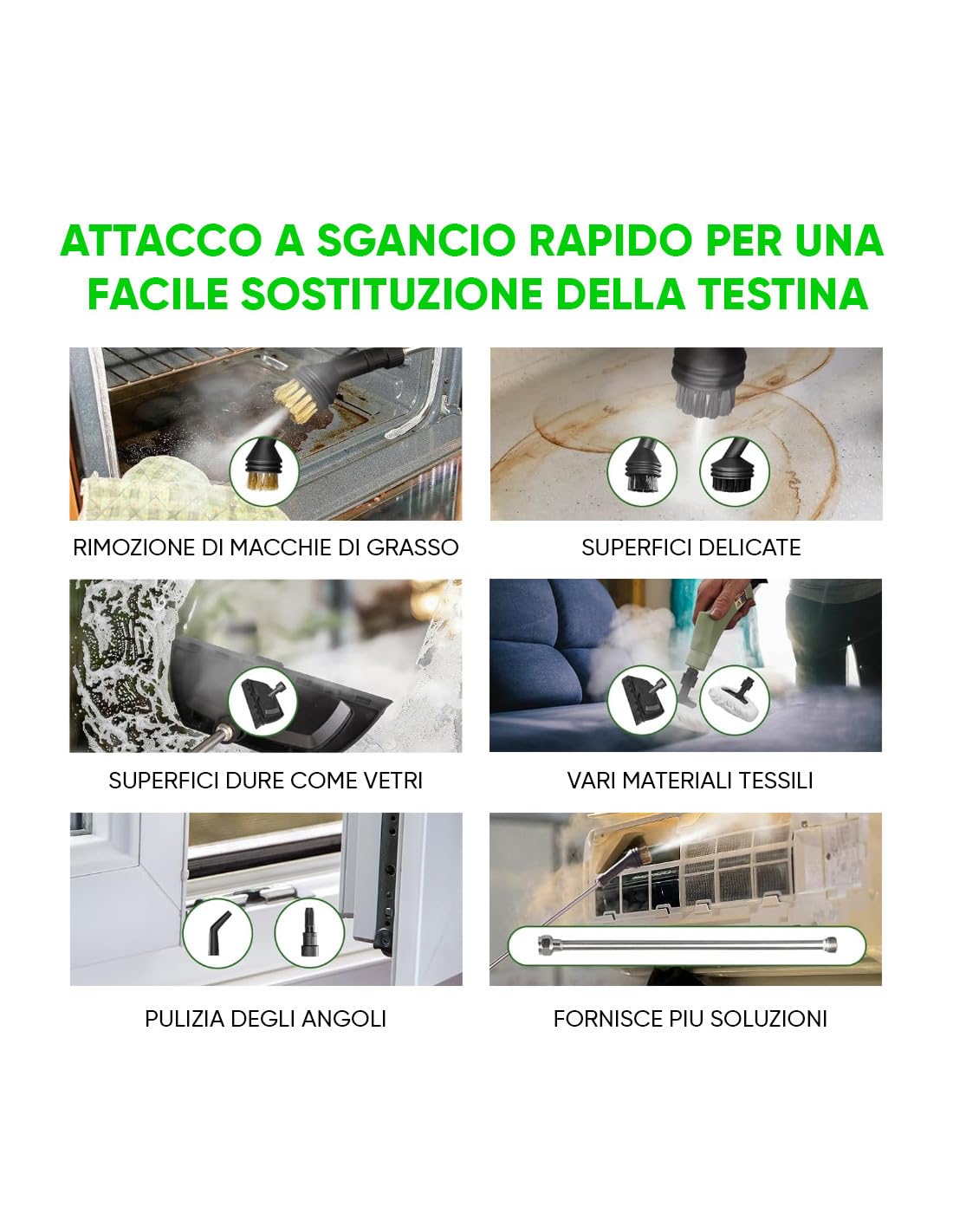 Mediawave Store Pulitore a Vapore Portatile Multiuso ad Alta Pressione 1600ml - 7 Accessori Pulizie Specifiche - Uso Domestico Vetri Finestre, Divani e Tappeti - Auto per Sedili, Tappezzeria e Angoli