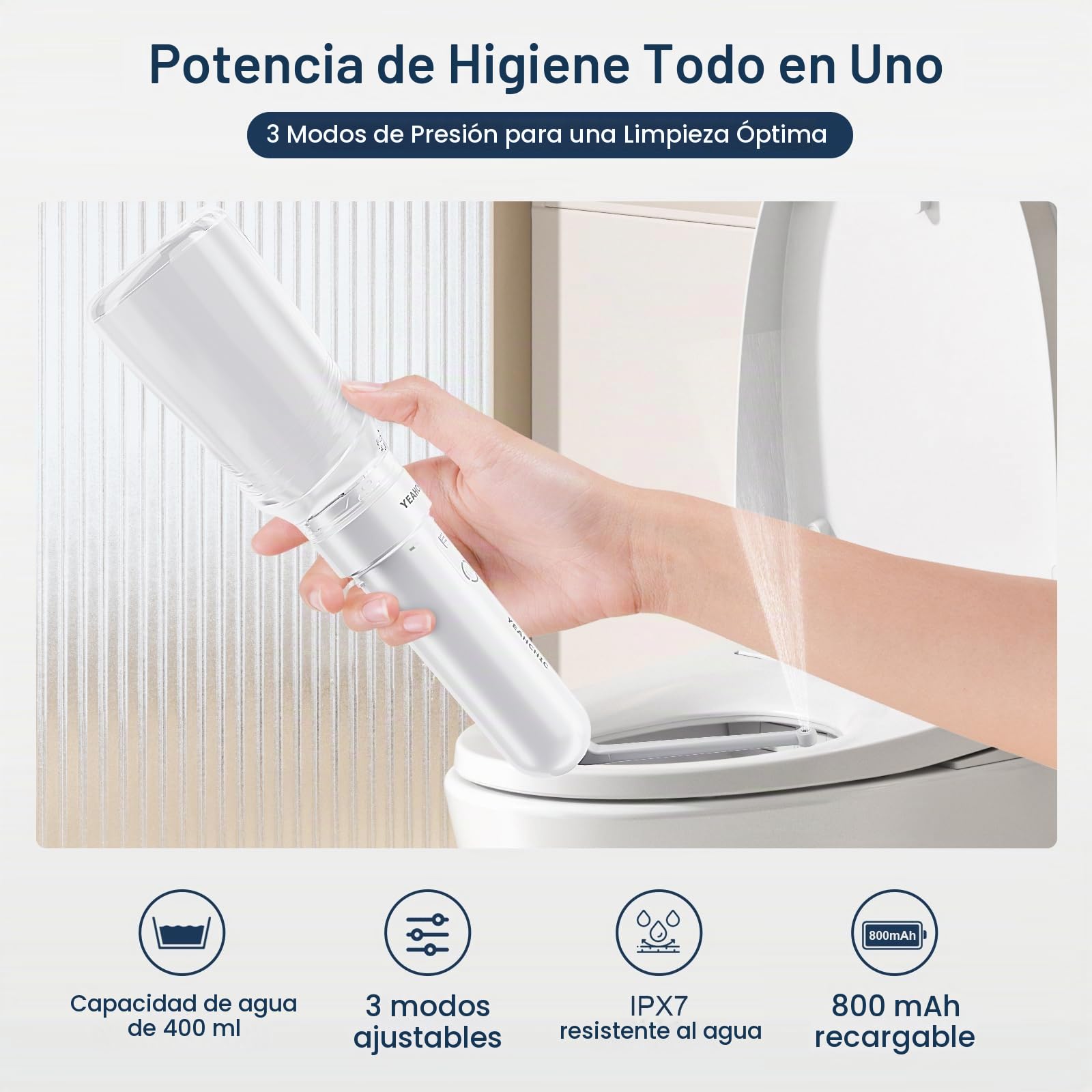 Bidé de viaje eléctrico portátil de 400 ml, USB-C IPX7, cuidado personal