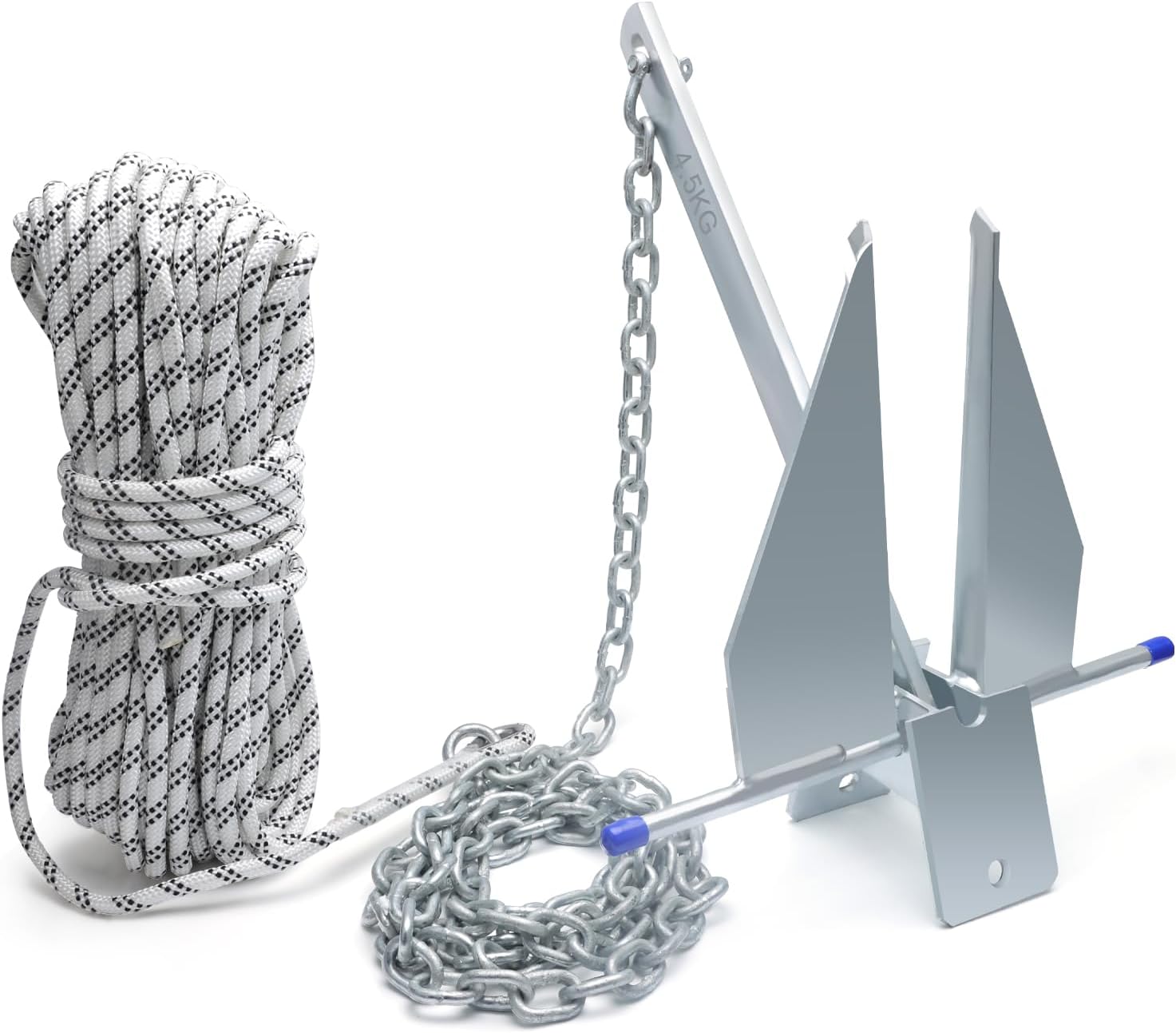 5/8/10/13 lb Galvanized Danforth Anchor, Includes 98 ft Rope, 8 ft Chain and Fluke Anchor Kit, Boat Anchor Kit for 8-32 ft Pontoon Dinghy Fishing bass Jon Small Sailboats and Inflatable Boats