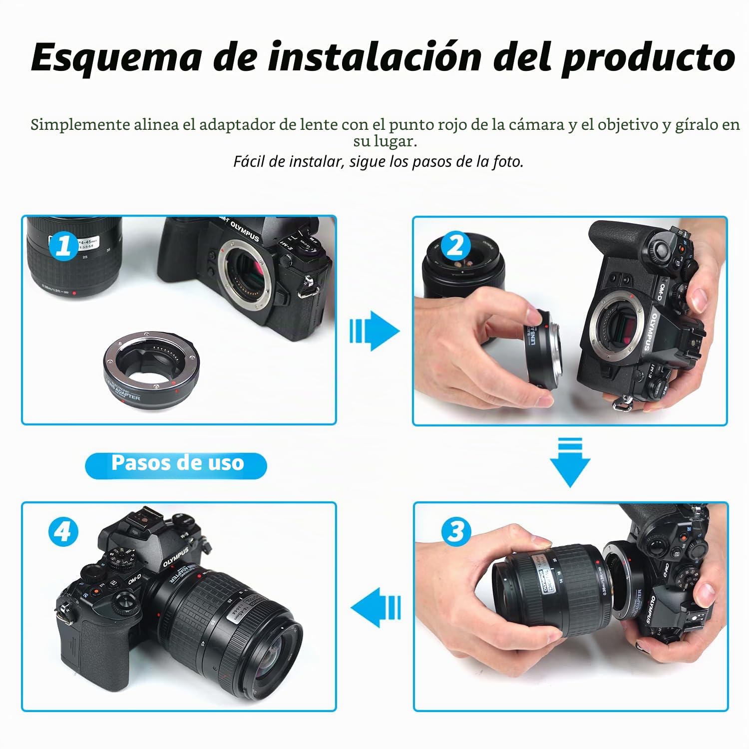 Hersmay Pro Autofocus 4/3-M4/3 - Adaptador de objetivo para objetivo 4/3 43 a M4/3 MFT Mount cámara para Olympus E-M5 E-M10 III para Panasonic G9 II G95 G10 G100V G100K GX1 GX7 GX9 GH6 BMPCC MMF3 MF2