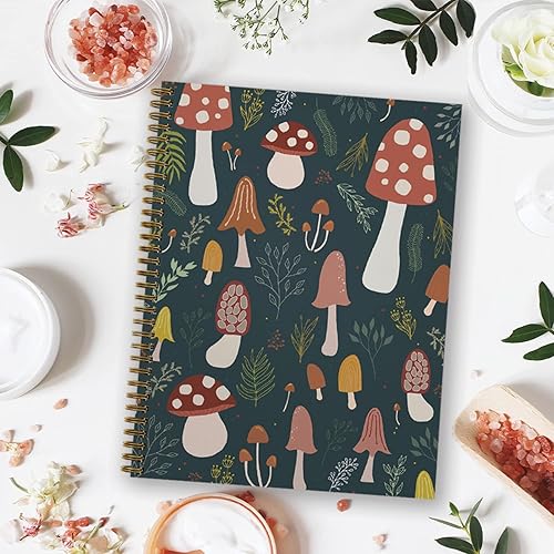 Miniatura 5 de Woodsy Mushroom - Cuaderno de espiral azul marino, diario de 8.5 x 11 pulgadas, 120 páginas con rayas universitarias, cubierta laminada brillante