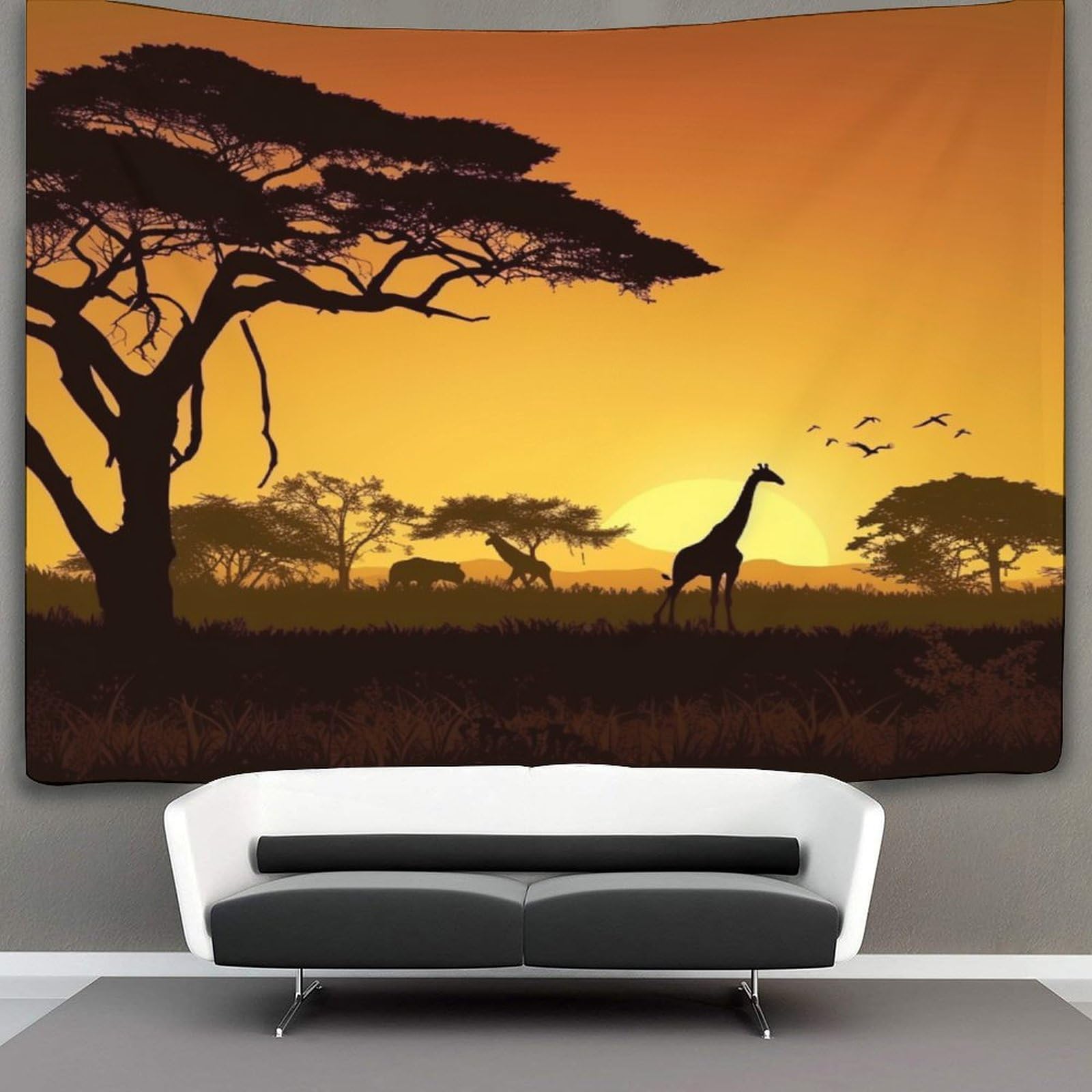 Kaiyun Style-12 African Savannah Tapestry For Wall Decor Tapestry For Bedroom,Sunset Tapestries Wall Hangings For Living Room 100Cmx150cm