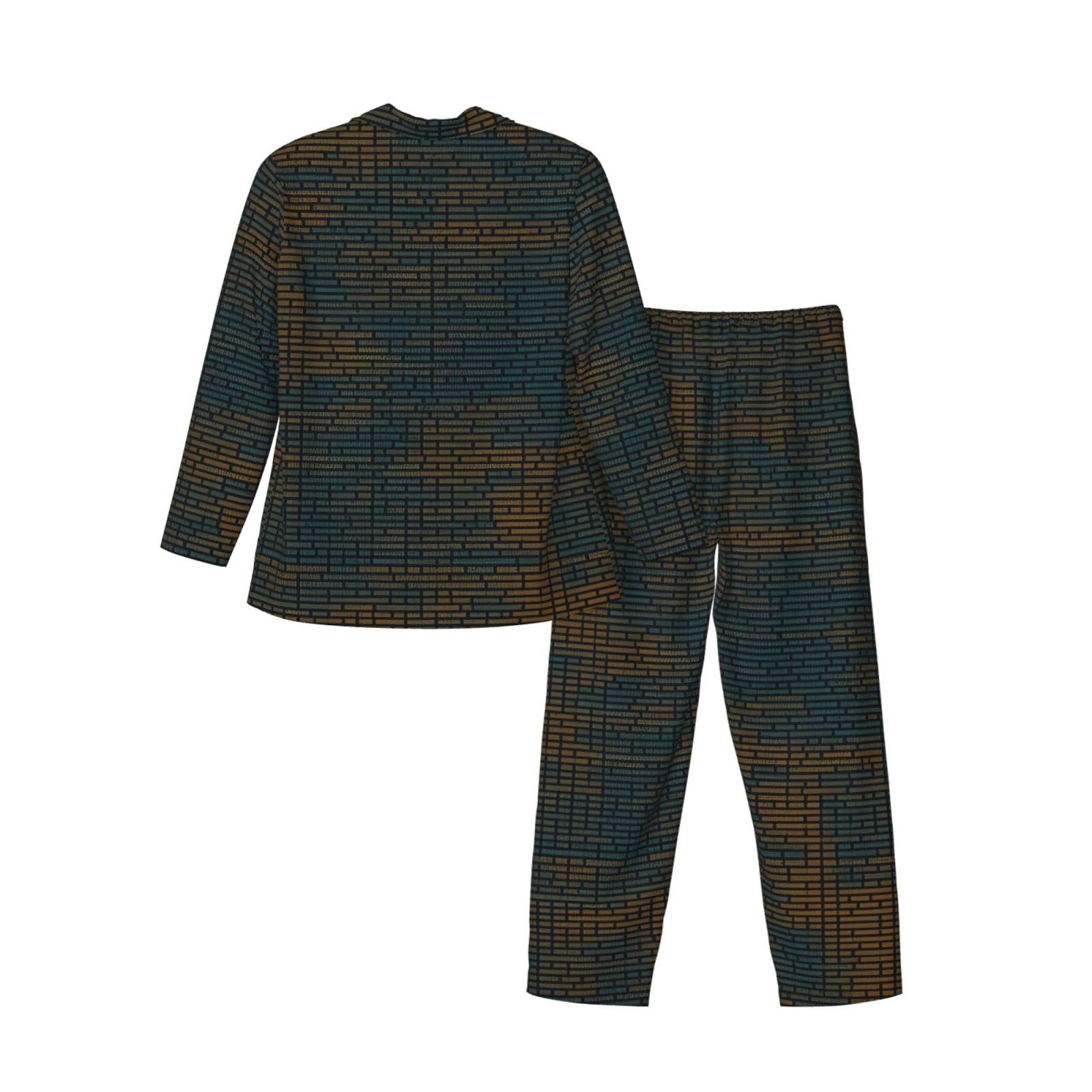Programmazione Codice 1 Stampa Uomo Manica Lunga Pigiama Set Pigiameria Due Pezzi Casa Viaggio Outfit Lounge Pantaloni