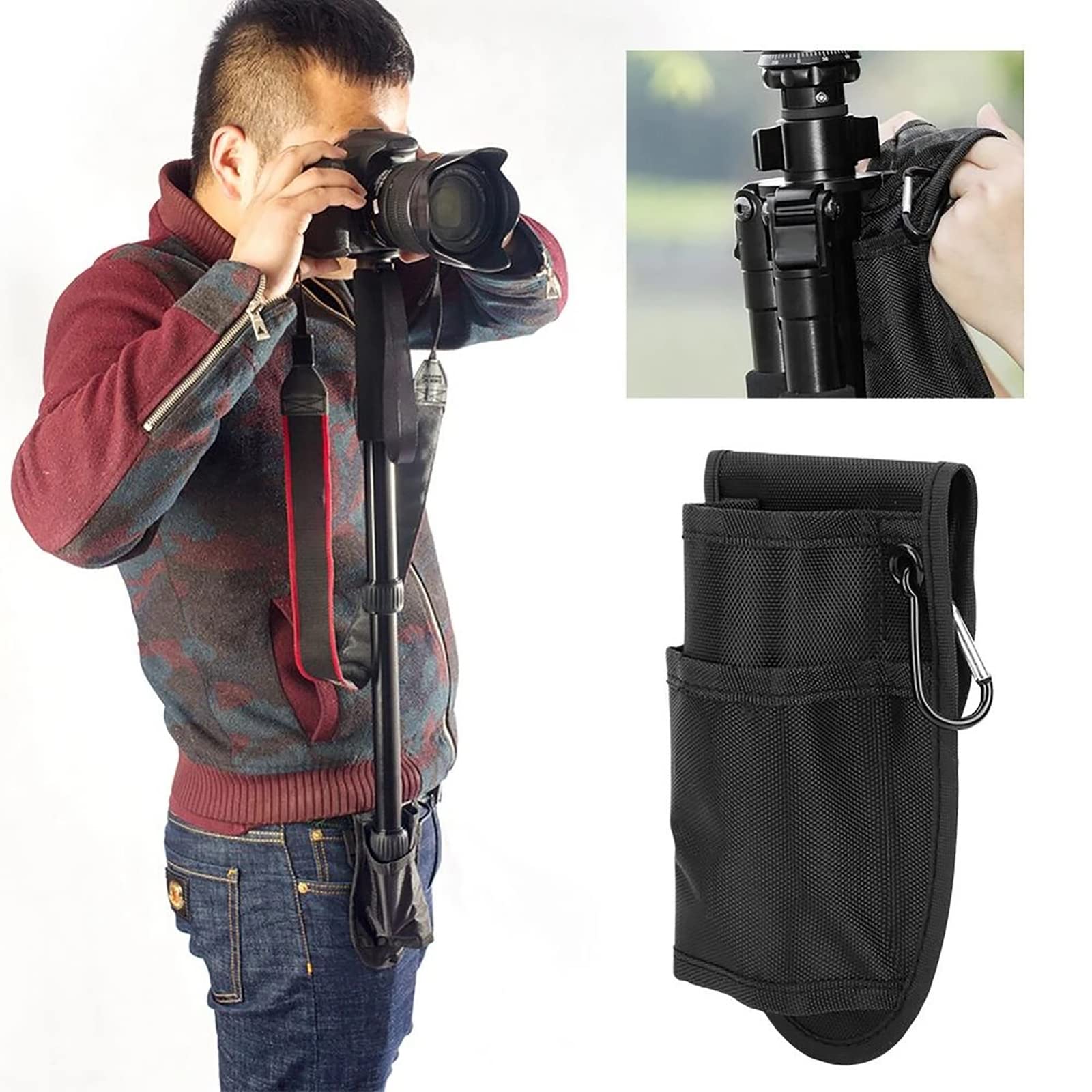 Marsupio portatile monopiede treppiede per fotocamera tascabile per DSLR supporto marsupio impermeabile monopiede cintura, Nero