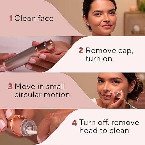 Miniatura 6 de Finishing Touch Flawless Removedor de vello facial para mujeres, maquinilla de afeitar facial eléctrica con luz LED, nueva versión (exclusivo de