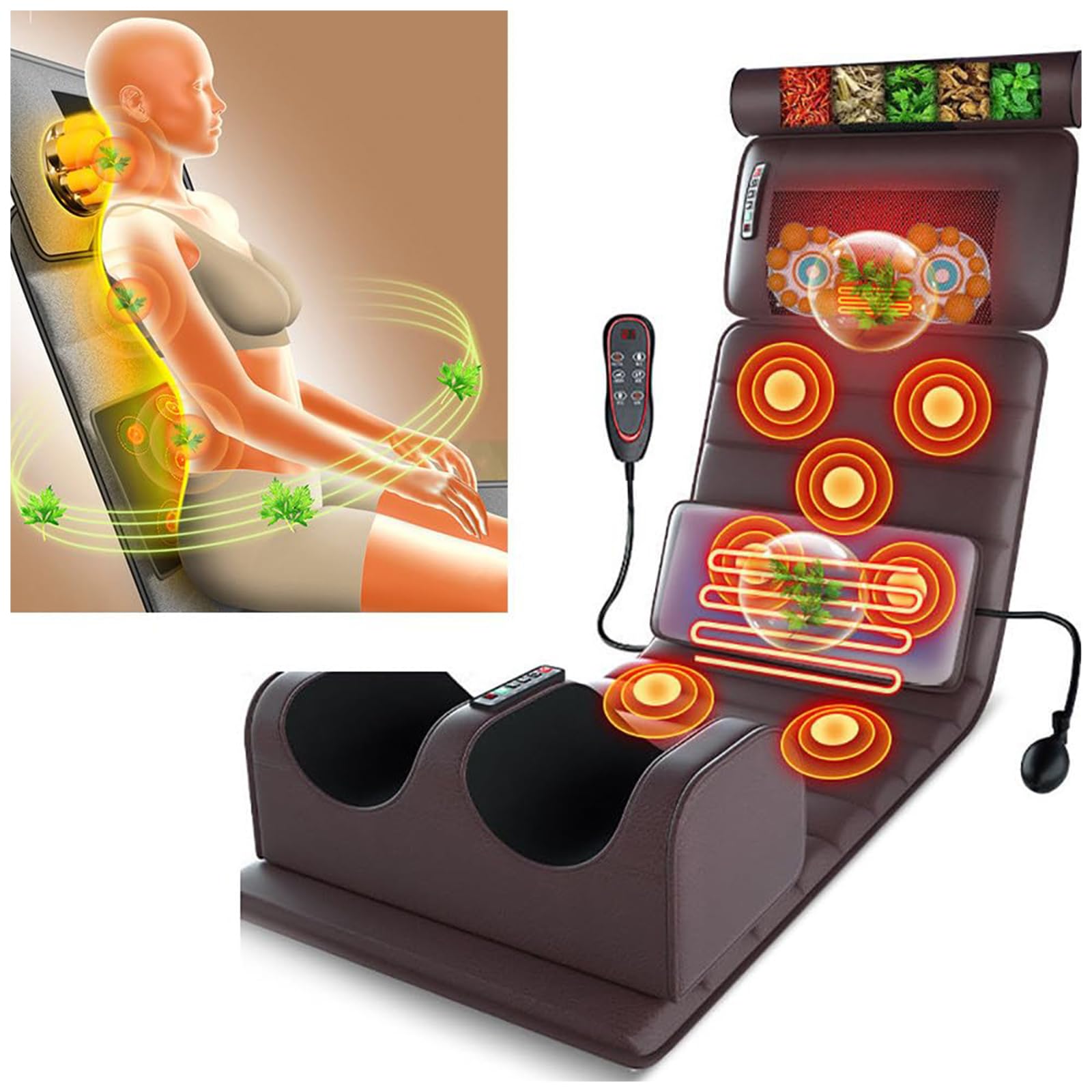 Alfombrilla De Masaje para Aliviar El Dolor En Todo El Cuerpo | Colchoneta de masaje para espalda, cuello, zona lumbar y piernas, cojín térmico y motores de vibración.