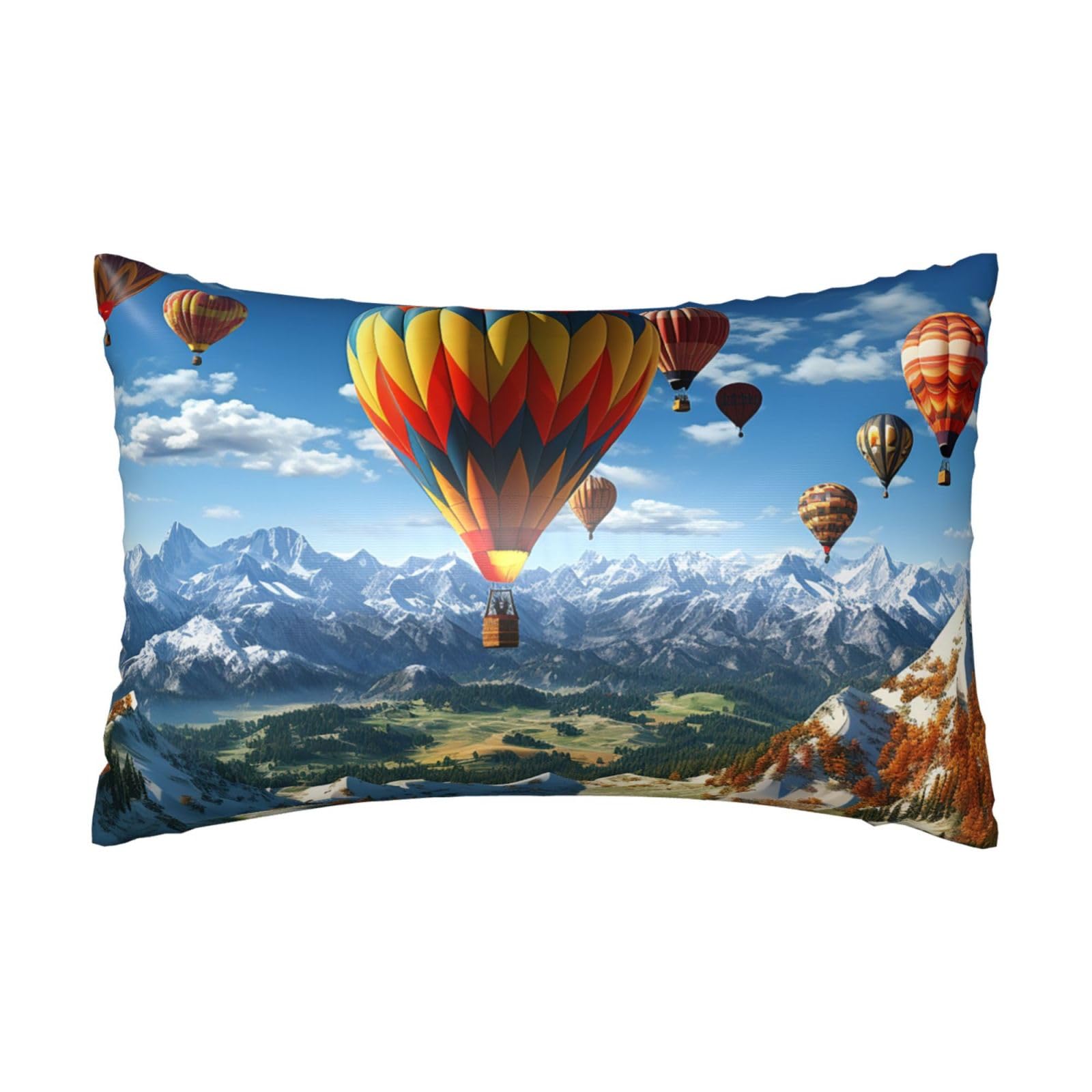 Satin Pillowcase for Hair and Skin,Soft Breathable Silk Pillowcase Hot Air Balloon Cooling Pillow Cover with Hidden Zipper Queen Size Cushion Case for Bedroom Sofa 20”X30”