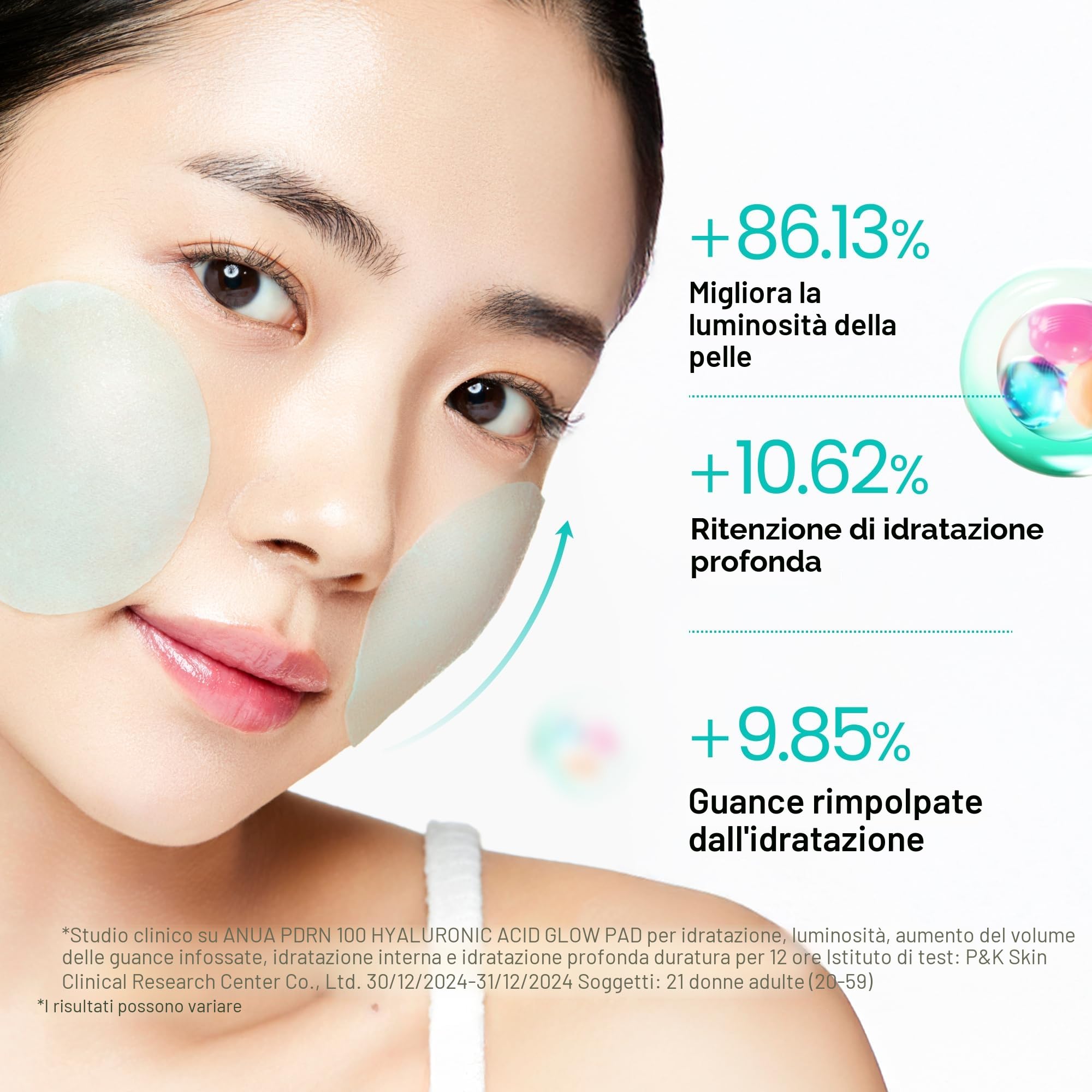 Anua PDRN 100 Hyaluronic Acid Glow Pads - Dischetti tonico viso coreani glow e rimpolpanti con PDRN e Acido Ialuronico, idratazione profonda, prep make-up, doppia texture (180 ml, 60 pads)
