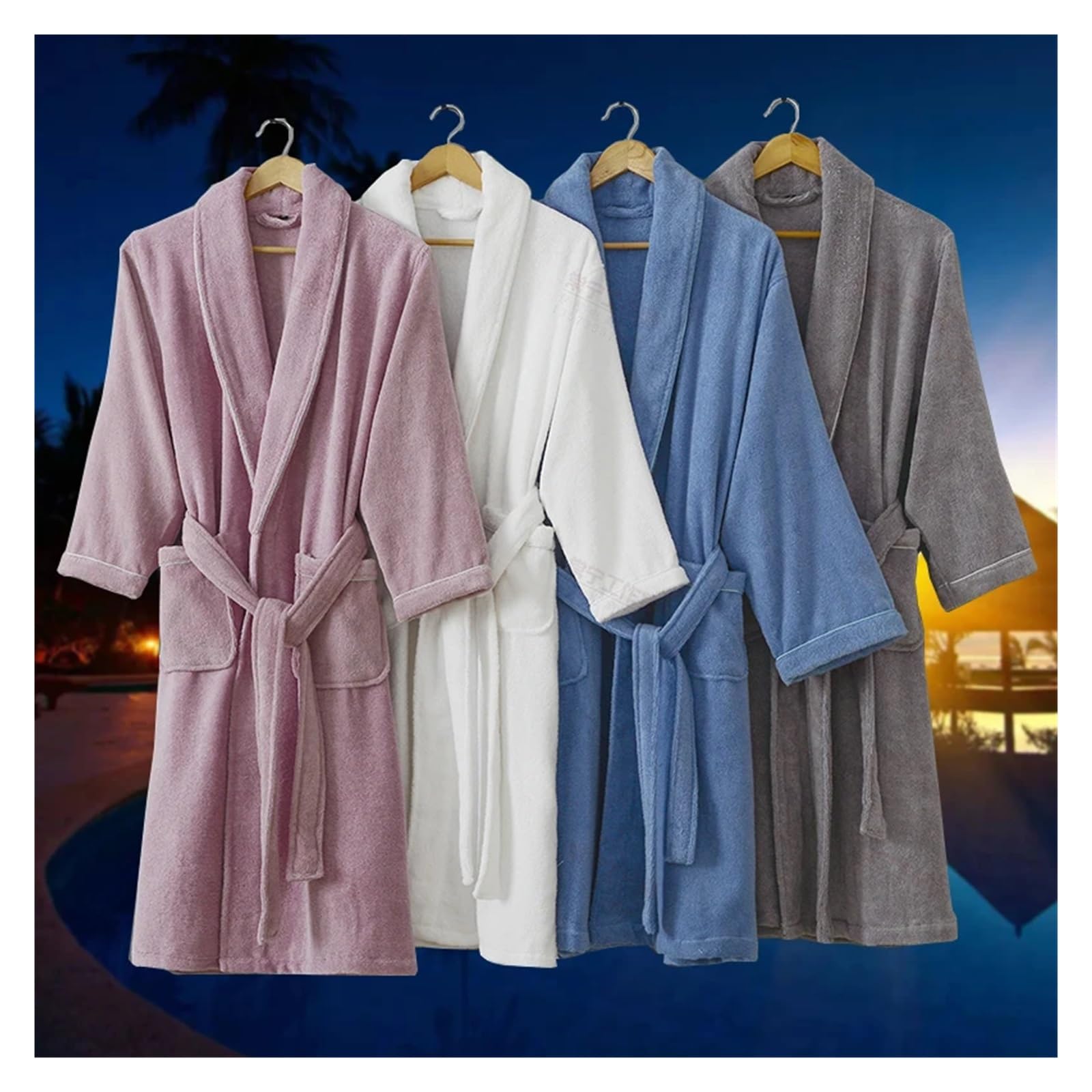 Albornoz Mujer Rizo Albornoz de algodón for hombre, camisón XL for mujer, ropa dormir for niñas y niños, largo, azul, primavera, verano otoño