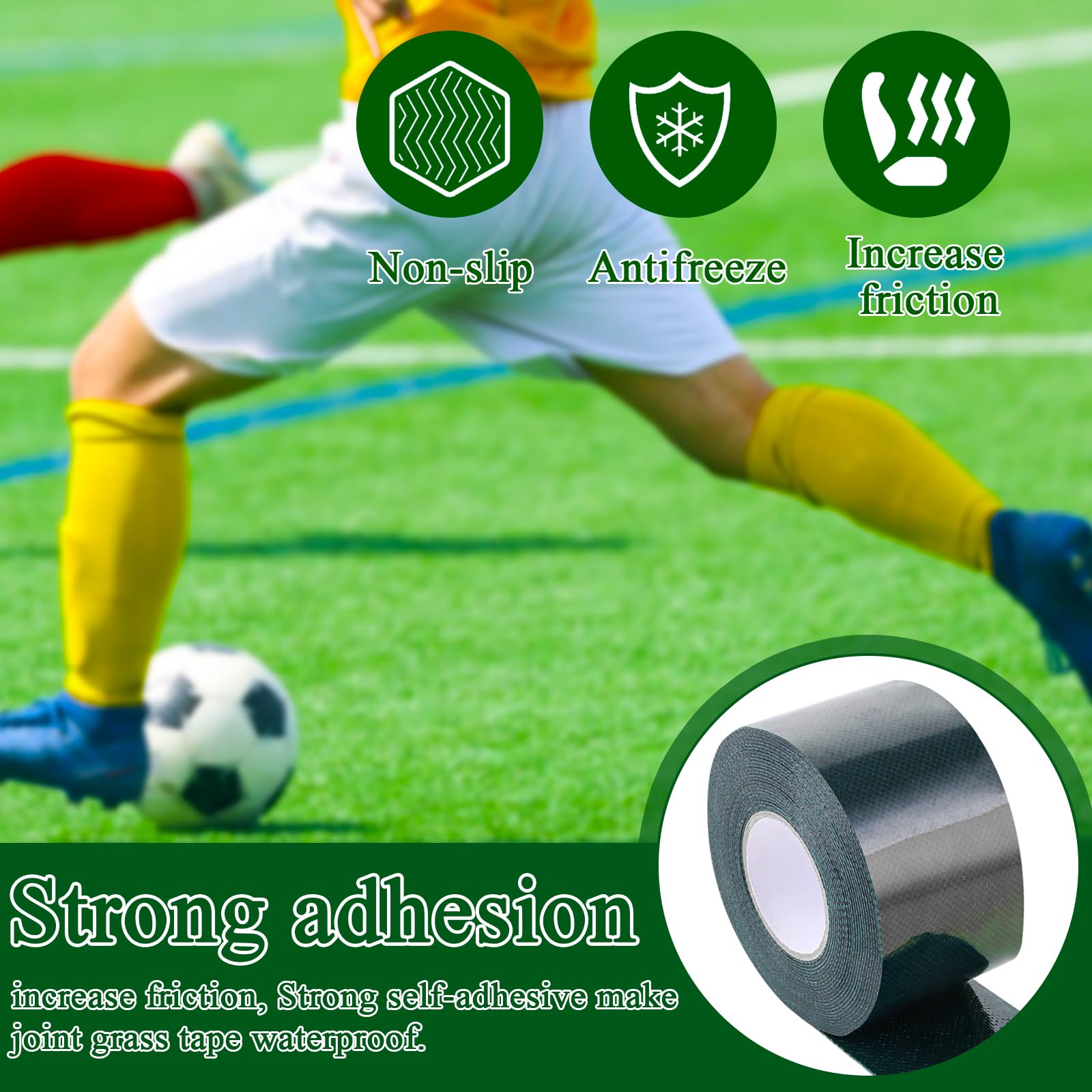 DAJAVE 4 cintas adhesivas de césped artificial, fuerte de doble cara, 50 mm x 5 m, cinta de césped artificial para conexión, fijación, alfombra de césped verde, conexión de alfombra de césped