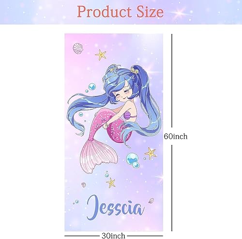 Miniatura 3 de Toalla de playa personalizada para niños, toallas de playa personalizadas de poliéster de secado rápido con nombres para niñas y niños, 30 x 60