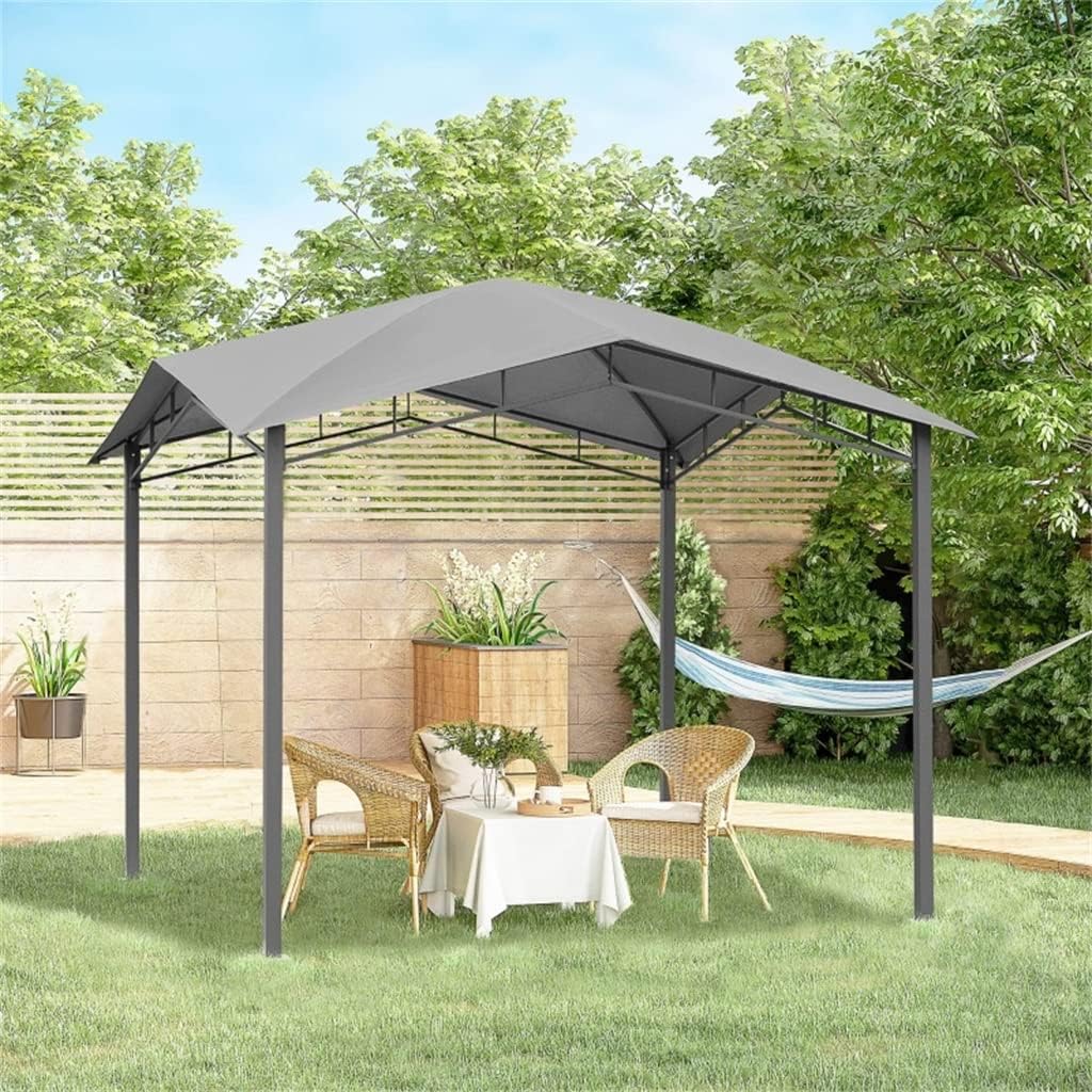 10' X 10' Soft Top Patio Gazebo Outdoor Canopy with Geometric Design, Steel Frame, & Weather Roof Grey