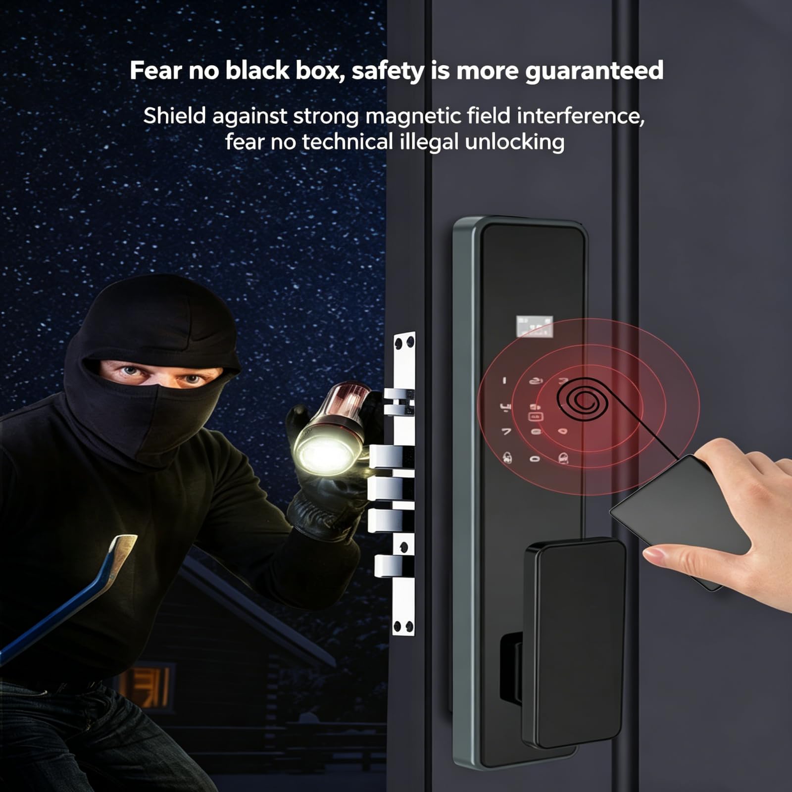 Serrure de porte intelligente avec caméra, empreinte digitale, mot de passe et accès aux cartes – Entrée sans clé pour la sécurité à domicile