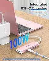 Vista 6 de LENTION Hub multipuerto USB C 7 en 1 con HDMI 4K, 100 W PD, 3 puertos USB 3.0, lector de tarjetas SD/MicroSD compatible con MacBook Pro/Air