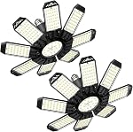 Lumière de garage - paquet de 4 260W 26000LM LED Feux de garage avec panneaux réglables 8+1 et Constant Drive, adapté pour E26/E27 Base, 6500K LED Lumières de magasin pour Entrepôt, Store, Salle de rangement