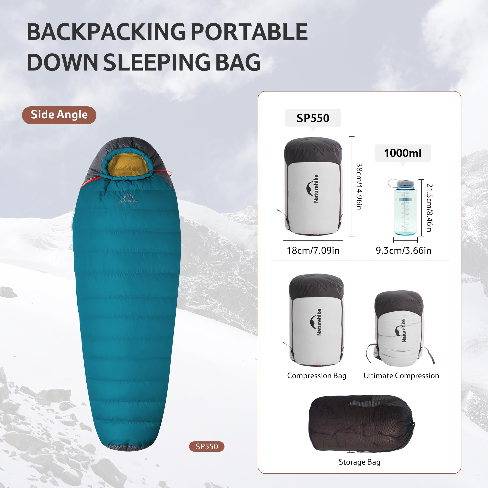 Naturehike Snowbird śpiwór typu mumia z puchu kaczego, outdoorowy, profesjonalny śpiwór kempingowy, uniseks – śpiwór dla dorosłych