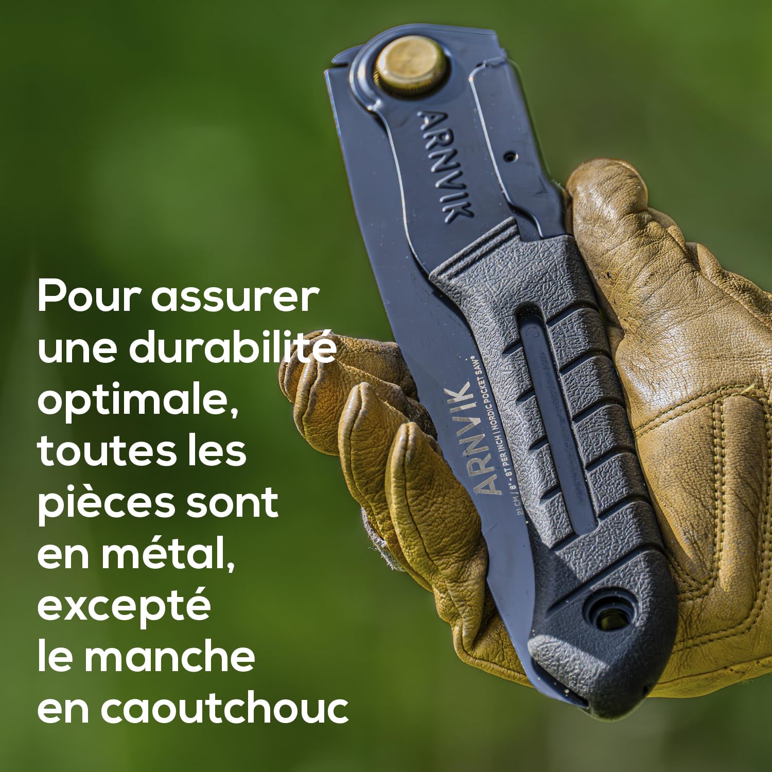 Nordic Pocket Saw Scie à Bois Pour le Jardinage - Scie Pliante Arnvik – Lame en Acier Trempé SK5 de 21 cm Pour Élaguer les Arbres ou Couper le Bois de Chauffage en Camping - Scie Elagage