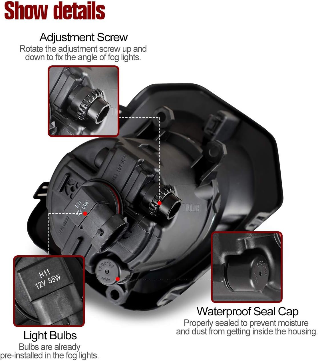 AUTOWIKI Fog Light Assembly For Toyota Tacoma 2016-2023 (Fits SR, SR5 Model Only) OEM Replacement Fog Lamps With Clear Lens 2pcs
