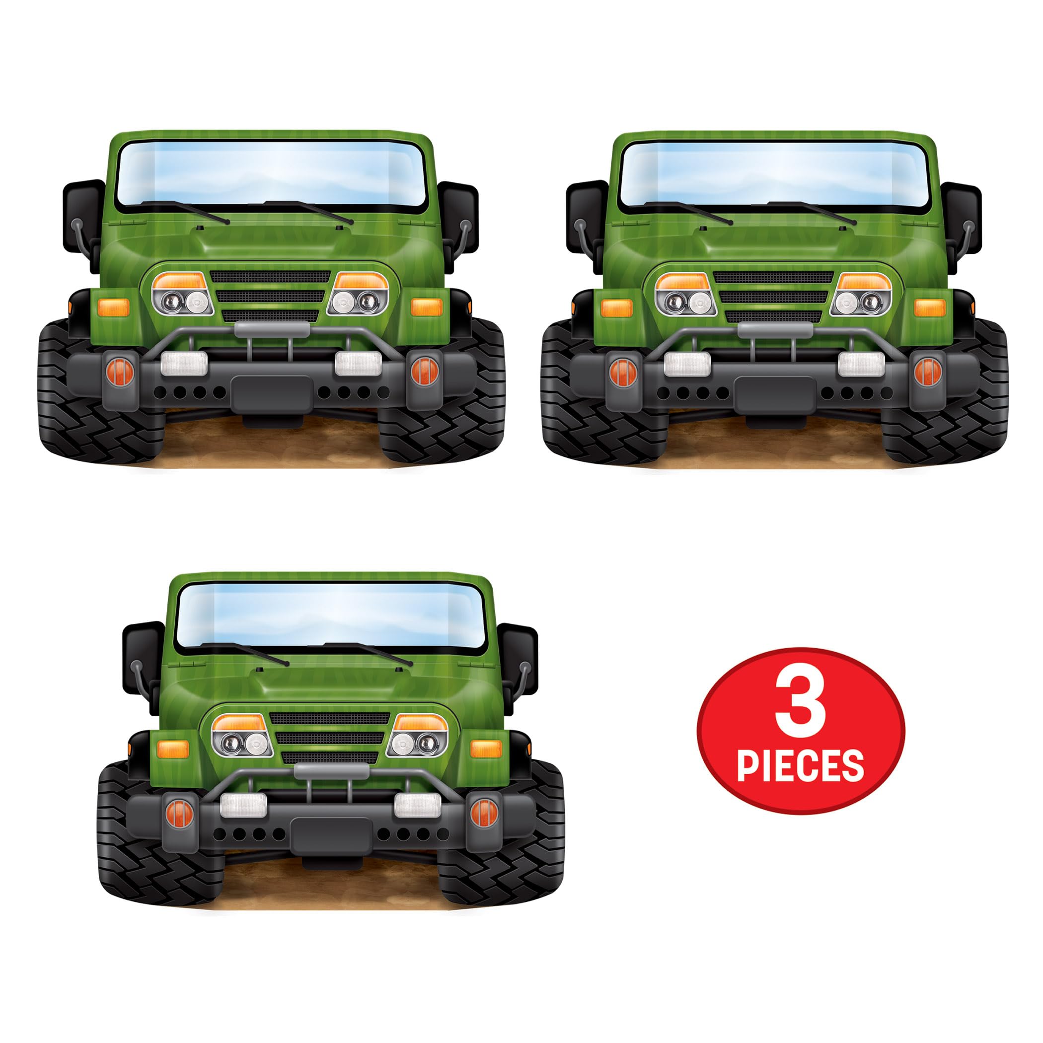 Beistle 3-częściowe rekwizyty do budki fotograficznej Jungle Safari Jeep na przyjęcie urodzinowe, 63 x 94 cm, wielokolorowe