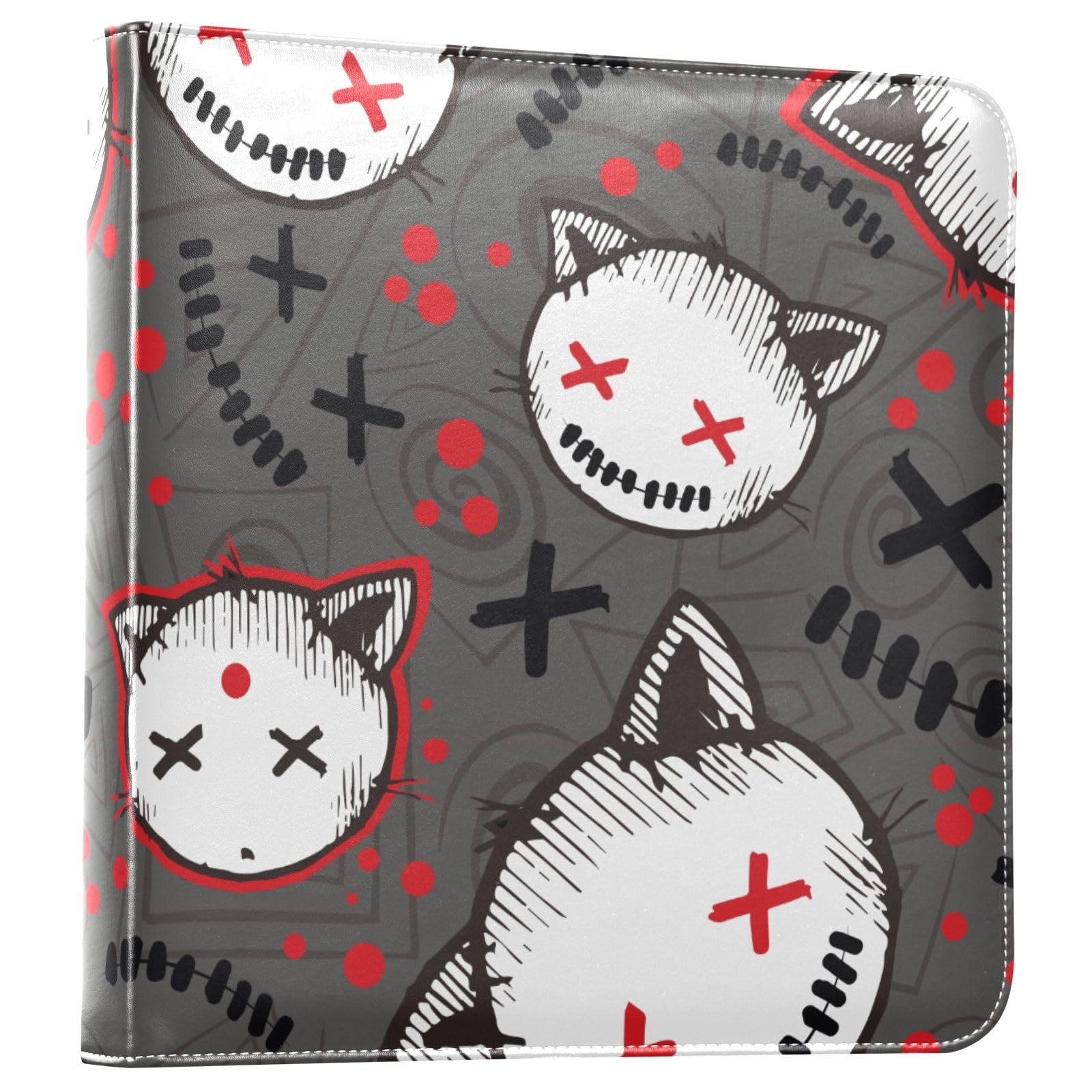 Álbum de fotos autoadhesivo, diseño de cabezas de gato y gotas de sangre, color gris, para 4 x 6 pulgadas