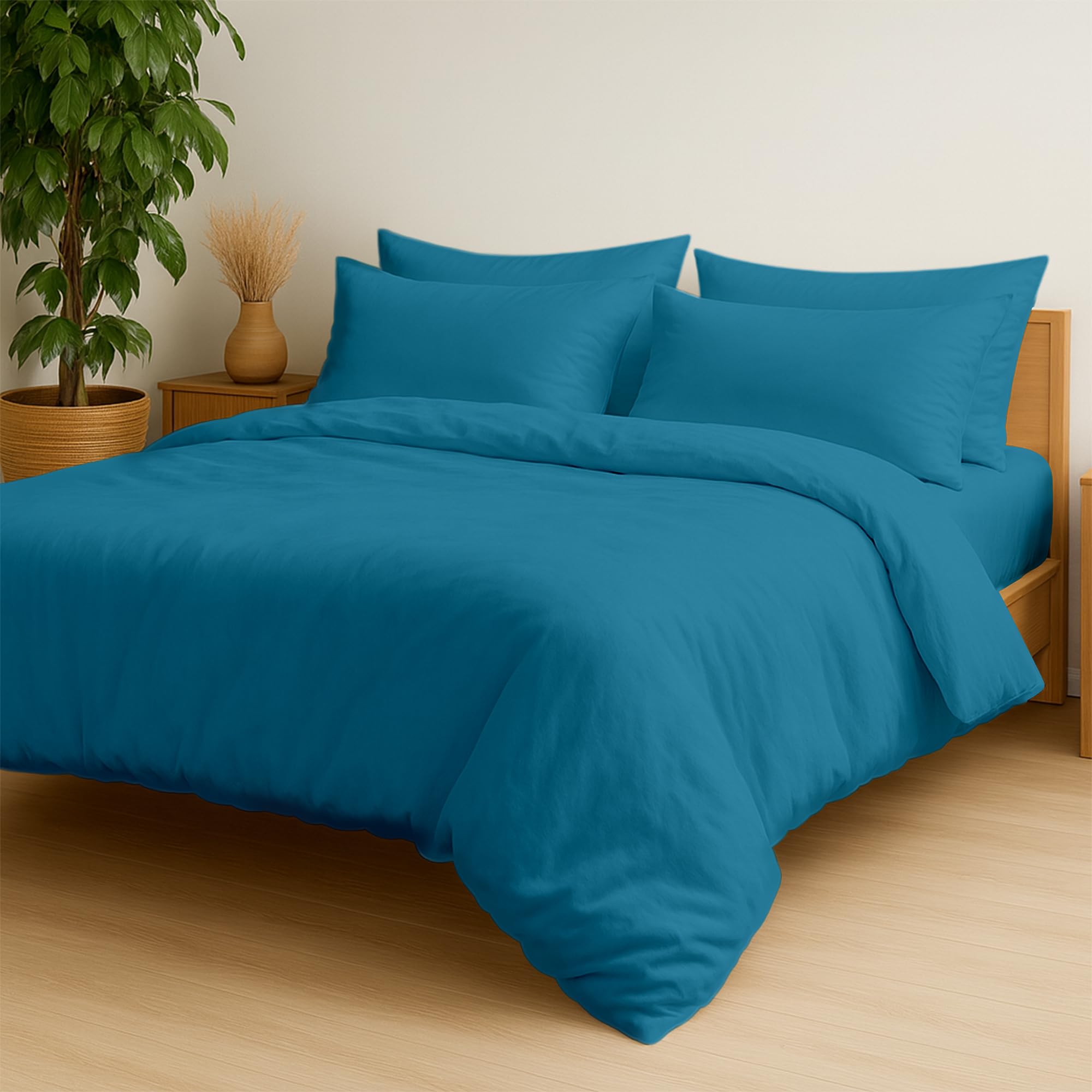 EGYPTO 100% Brushed Cotton Duvet Cover – Soft Thermal Flannelette Bedding Super King Duvet Set – Breathable & Hypoallergenic Warm Comforter – Winter Bedding Quilt Cover (Teal, Super King)
