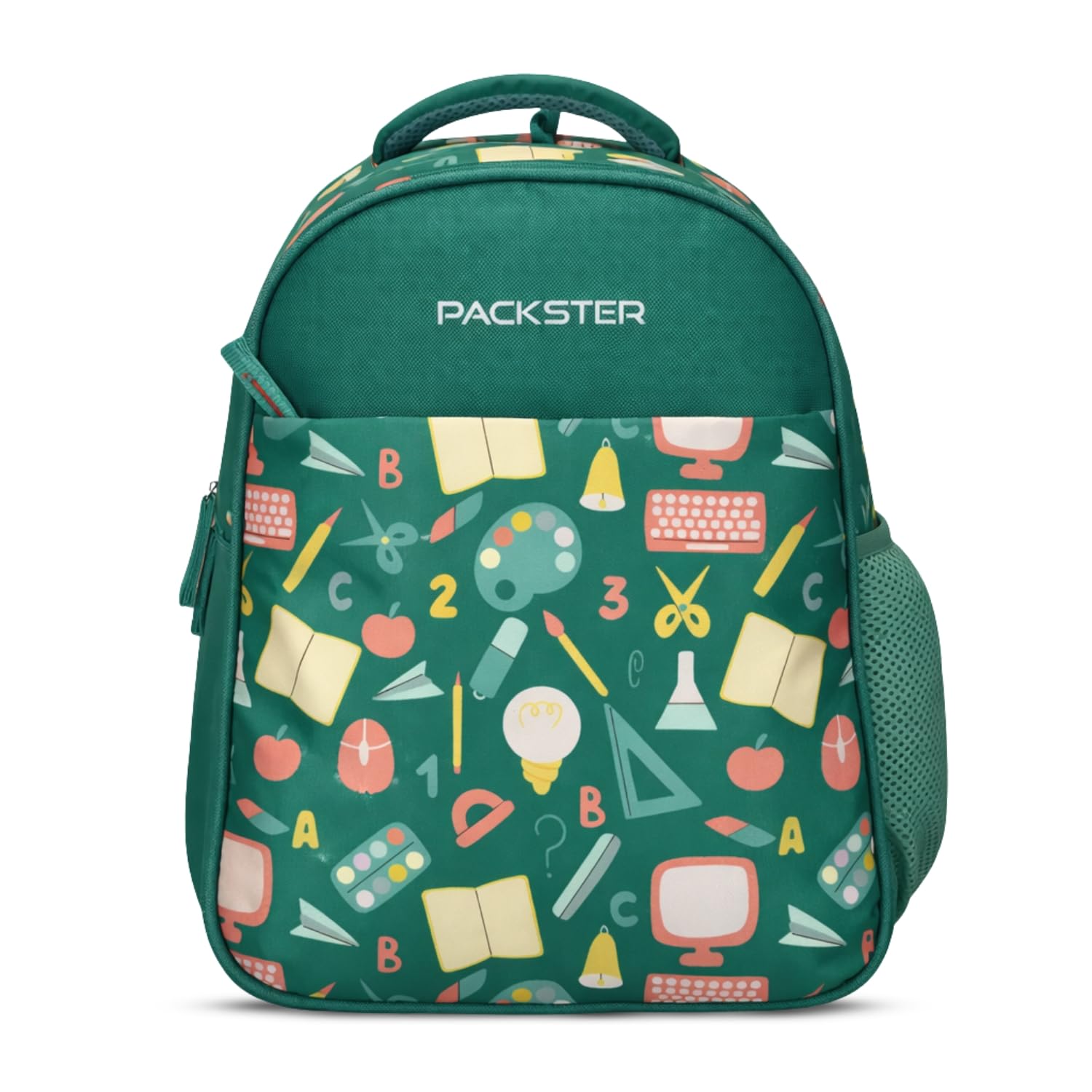 packster PRE-PALLETE Sea Green 9L Toddler Backpack | Water-Resistant Kids School Bag | Front Utility Pocket | Padded Back | Bottle Holder | Adjustable Straps | School Bag for Kids 3-5 Years-picture-35