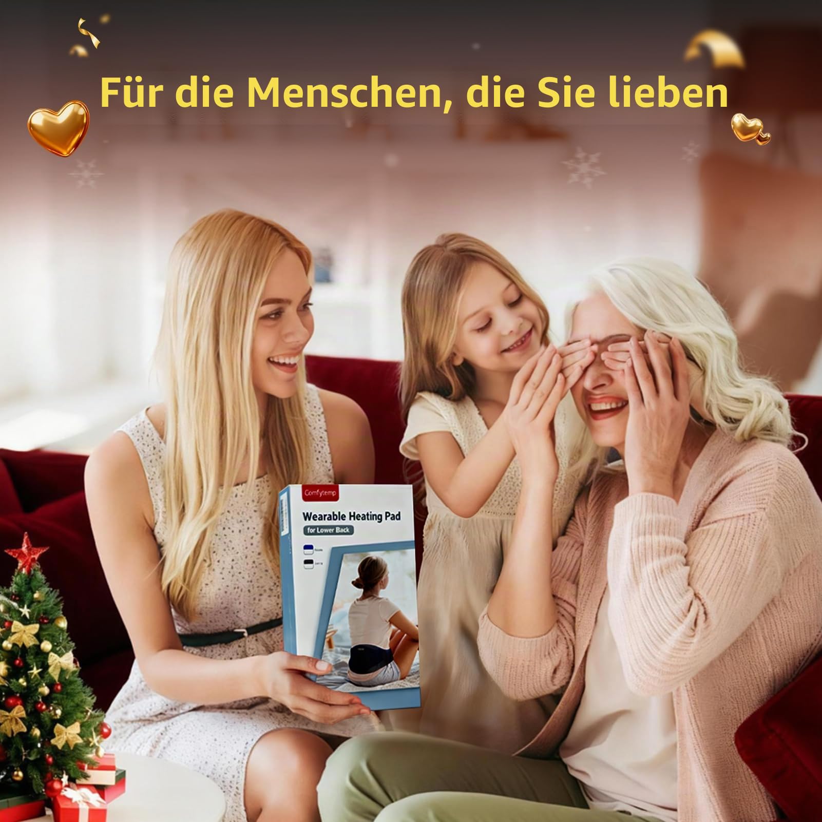Comfytemp Heizgürtel für den Lendenbereich, kabellos, mit Vibrationsmassage, 3 Temperaturstufen & 3 Massagemodi, beheizter Rückengurt zum Entspannen der Rücken, automatische Abschaltung, 18 x 147 cm