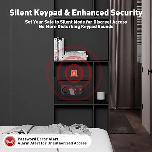 Miniatura 8 de TOTOY Caja de seguridad personal pequeña de 0.8 pies cúbicos con sensor de luz, teclado electrónico, construcción de acero segura oculta con