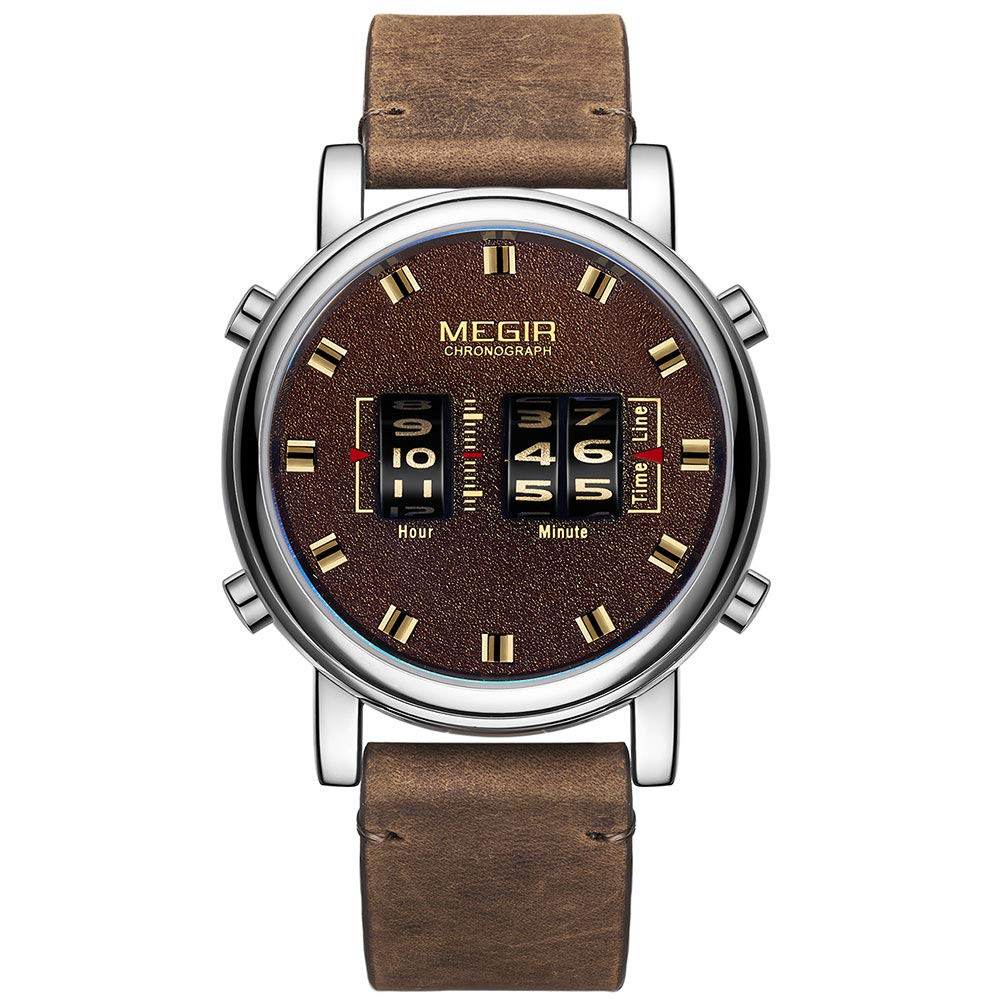 MEGIR Stylish Roller Watches Men Military Sports Quartz Watch Leather Strap Waterproof Wristwatch Man (B08CB4W7RC) Amazon Price History, Amazon Price Tracker