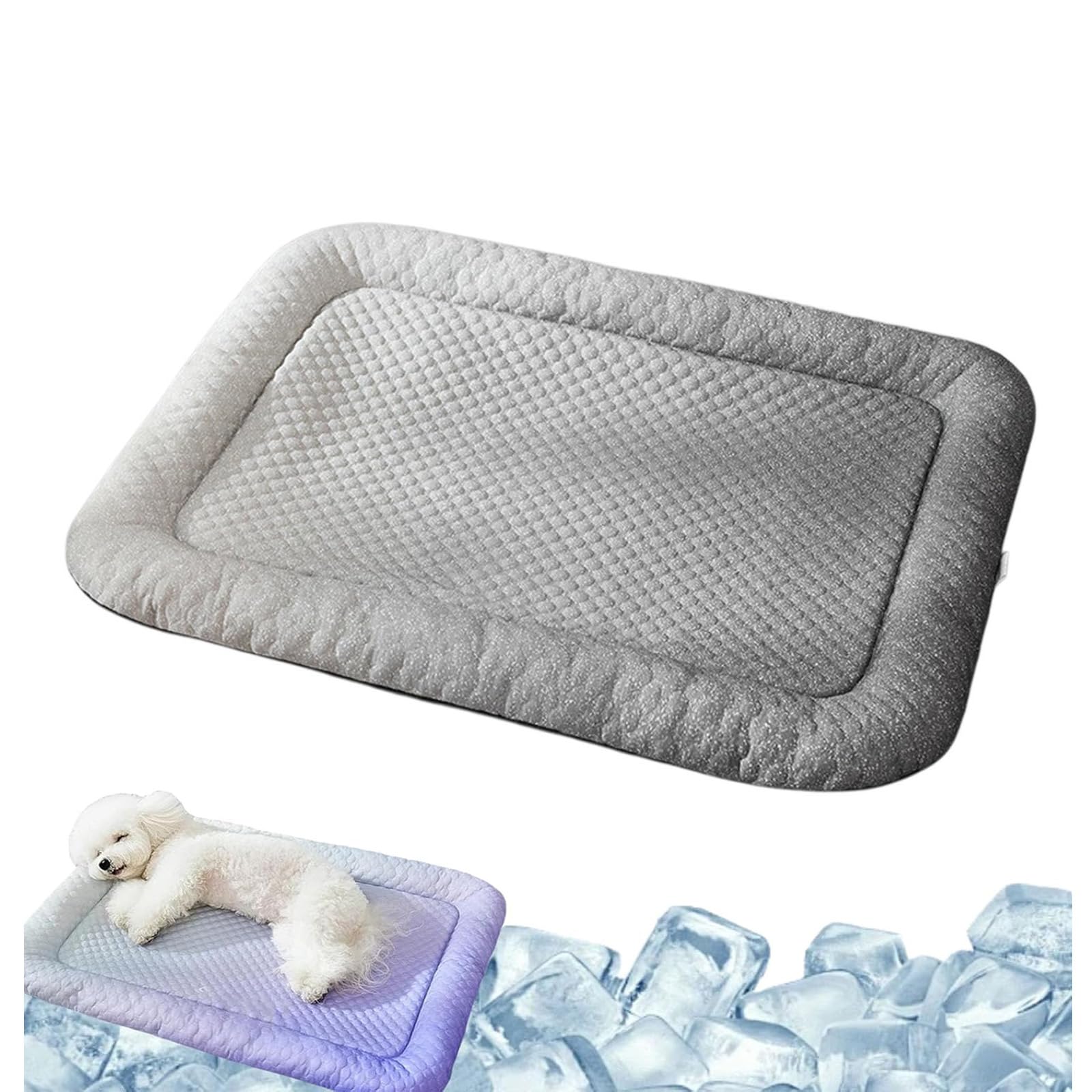 Pet Cooling Mat for Dogs & Cats, Pet Cooling Mat Self-Cooling Mat for Cat, Naturally Cool Ice-Silk Pad, Breathable Soft Sleeping Cushion for Indoor Floors Sofas and Car Travel Washable，gray grad