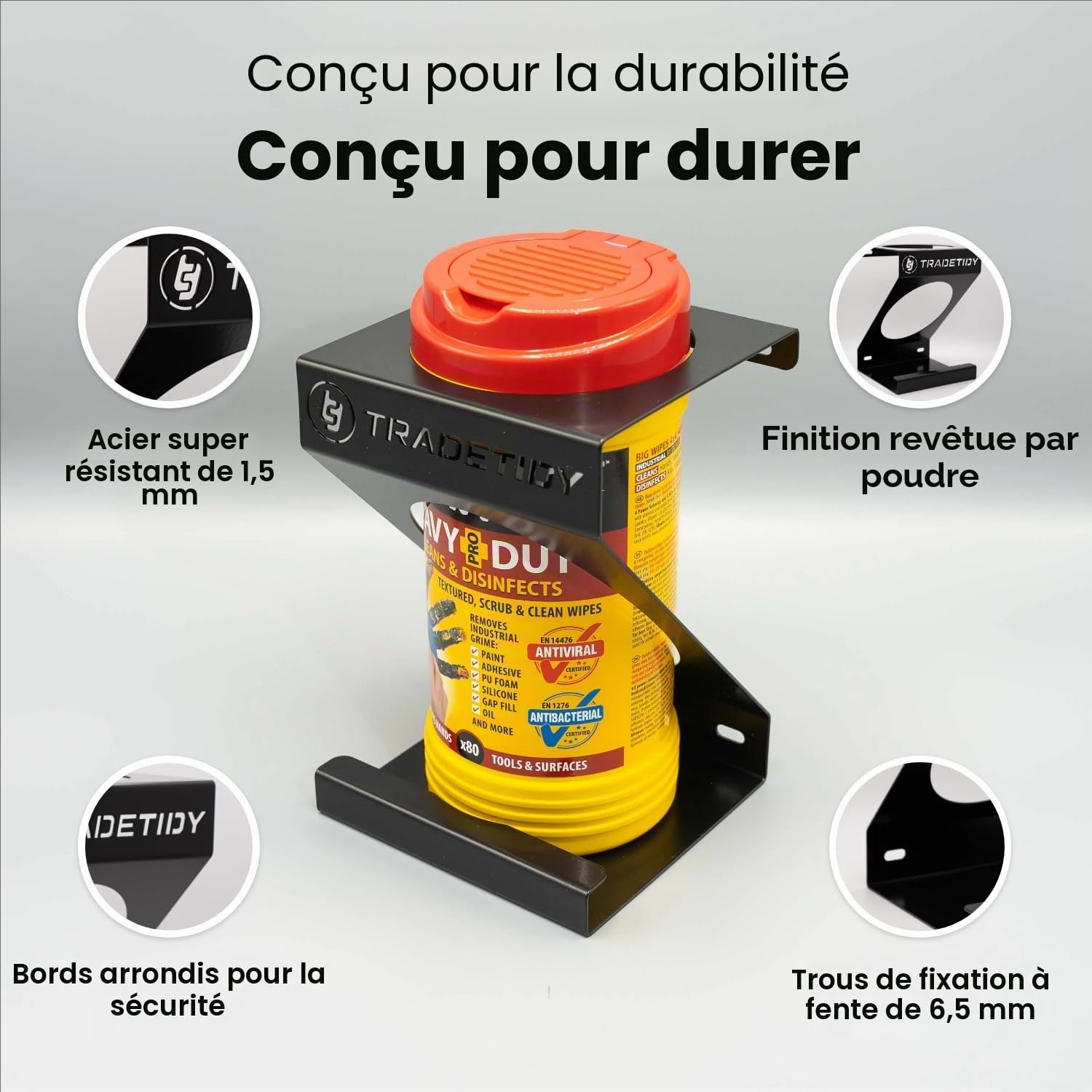 Tradetidy Big Wipes Support en acier pour van Noir