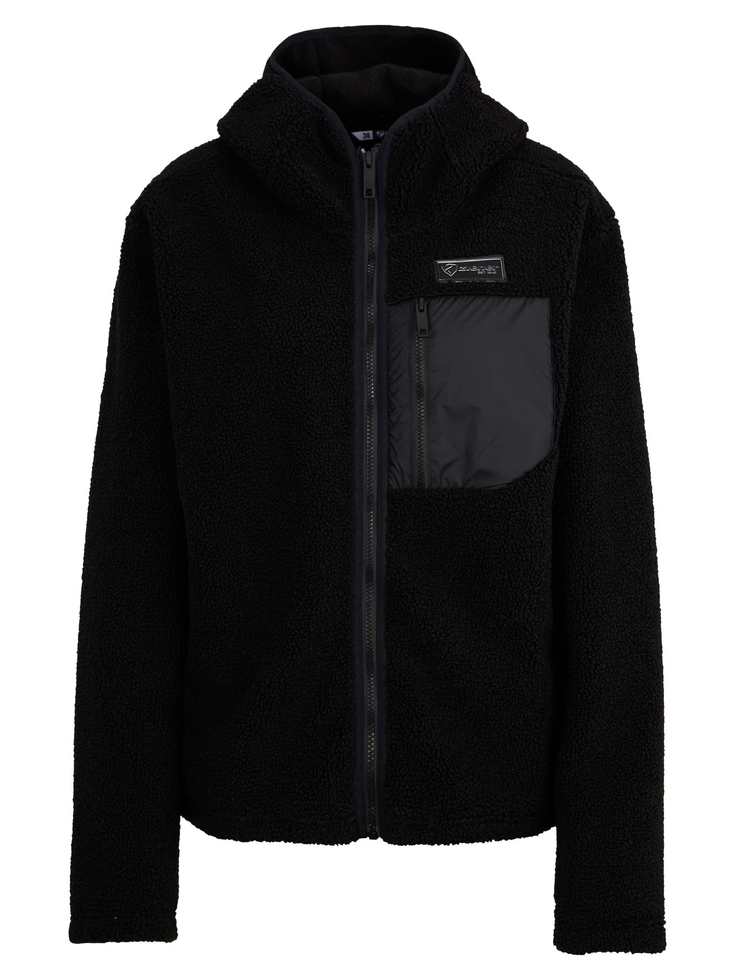 Ziener Women's Juha-Z High-Loft Fleece Jacket, Midlayer, Hood, Black, 38