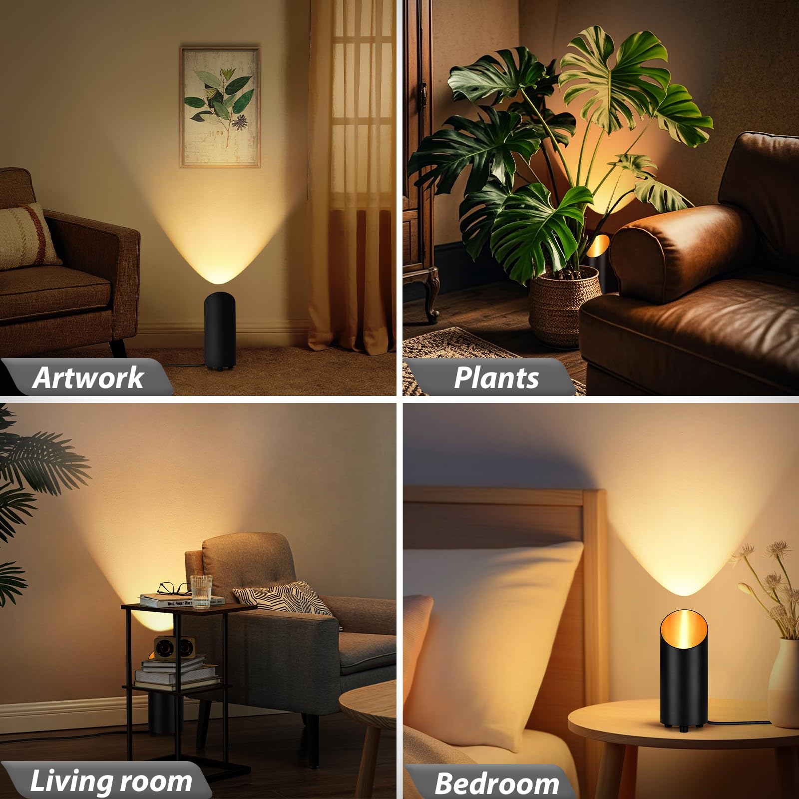 GeyouLux LED uplight spotlight lámpara de pie de aluminio IP44 resistente al agua 6W 600LM, lámpara de pie con interruptor de pie, incl. GU10 lámpara 2700K blanco cálido negro