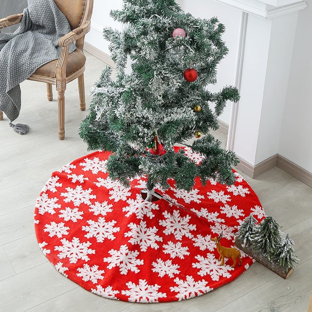 Tappeto sottostante Decorazione per albero di Nata Gonna for albero di Natale in flanella con fiocchi di neve bianchi, ideale come regalo for la casa, for feste e feste(Rosso,35inch/3ft)