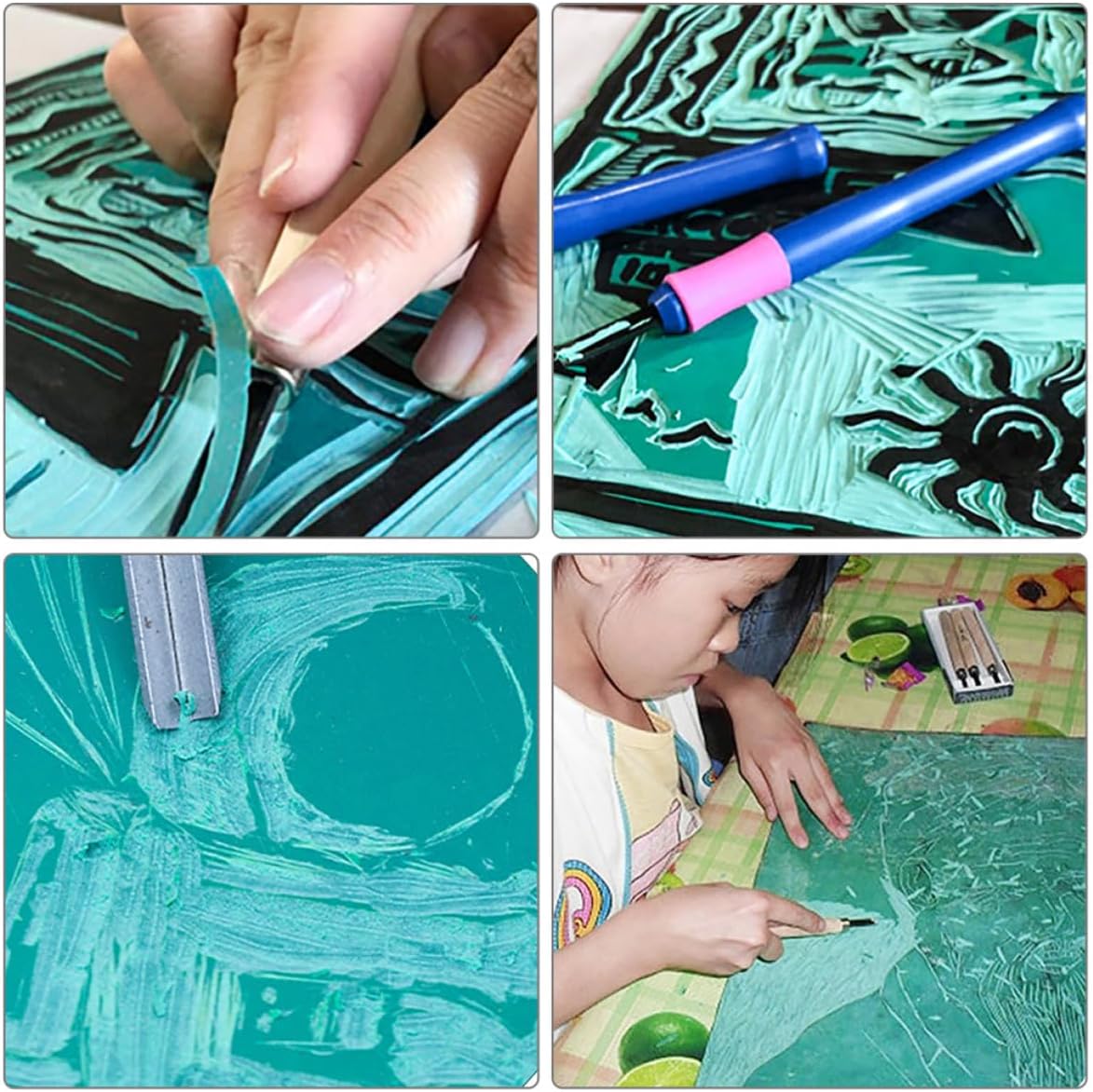 6pcs PVC Printmaking Carving Plates, Easy to Carve and Not Easy to Wear, for Engraving Printing Craft Projects and DIY Art Supplies