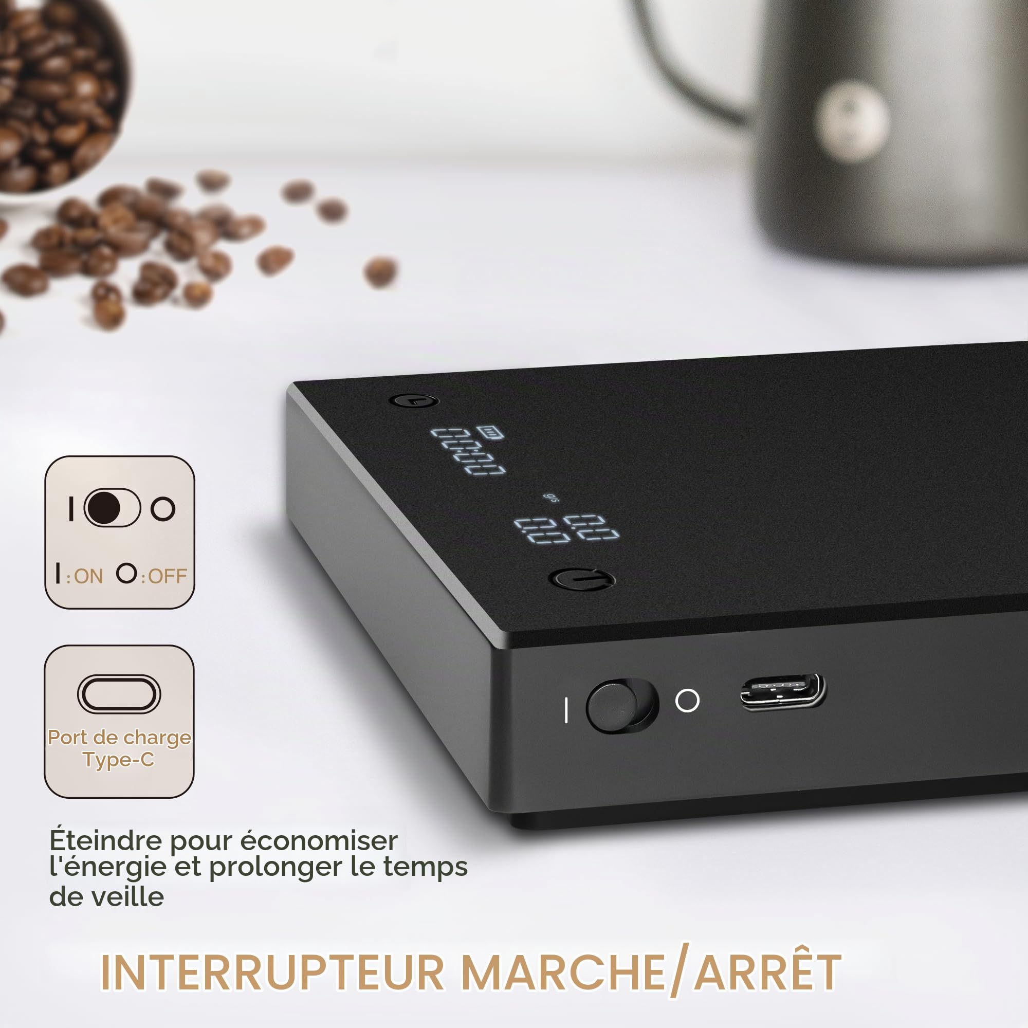 TIMEMORE Black Mirror Basic Pro Balance à café numérique, mesure du débit, balance barista avec minuterie, pour Over, café, filtre à expresso, 2 kg/0,1 g, noire
