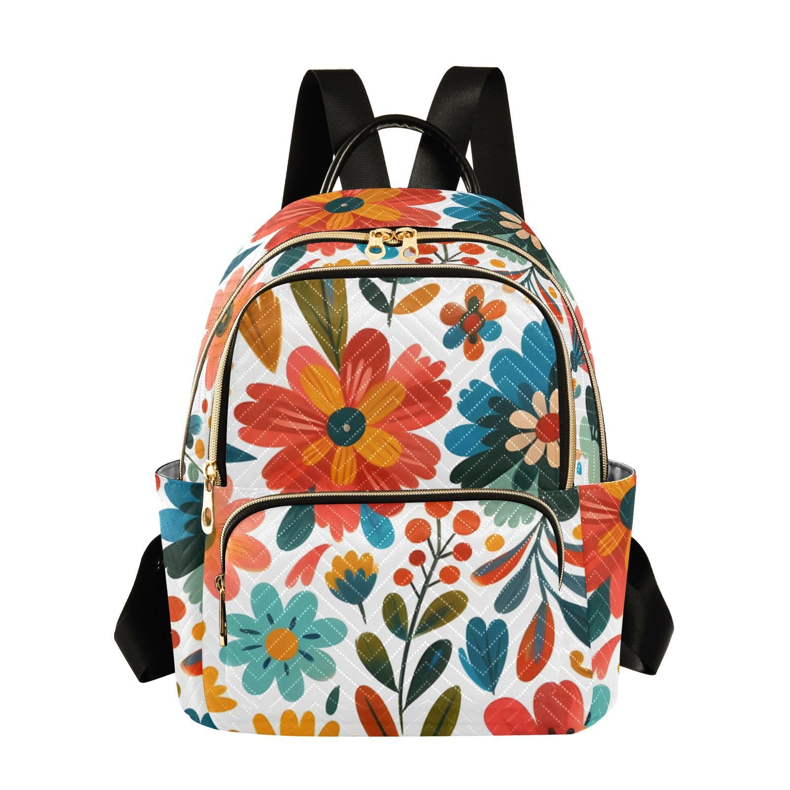 ALAZA Women Mini Backpack Purse Bag Lightweight Casual Daily Travel Backpack Colorful Wild Floral Flowers Back Pack Fashion Multipurpose Shoulder Bag,