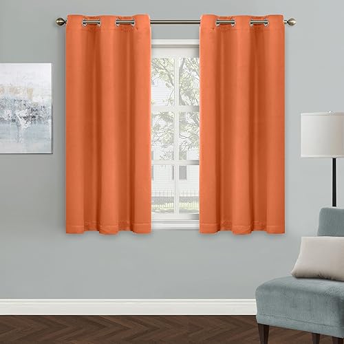 MYSKY HOME - Cortina opaca para dormitorio, con ojales, increíble tejido triple y aislamiento térmico, 1 panel de cortina de 107 x 137 cm, naranja