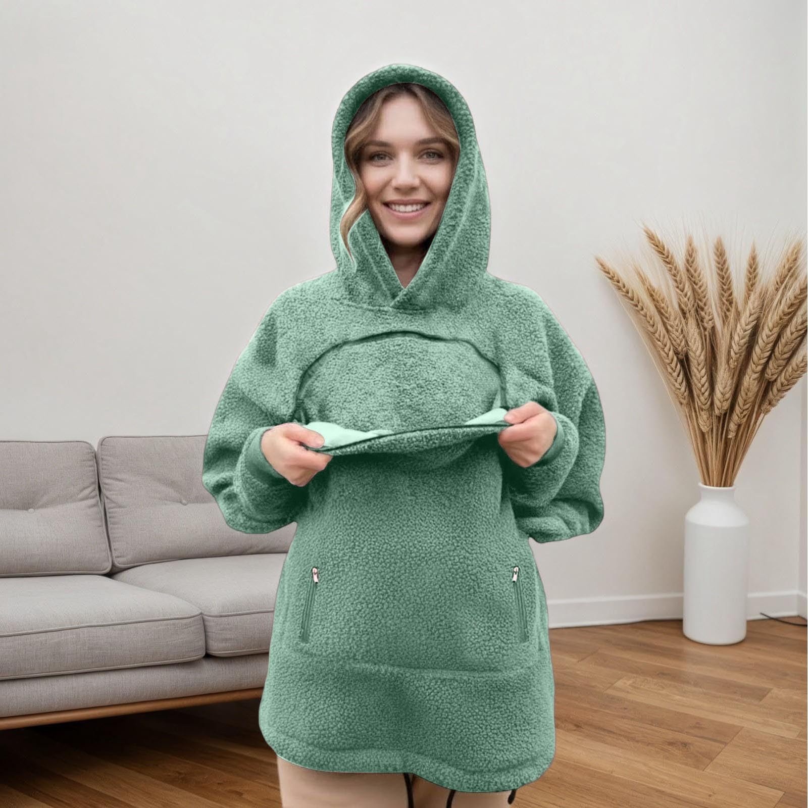 Sudadera con Capucha para Mujer,Bolsillo para Transportar Mascota Pequeñas