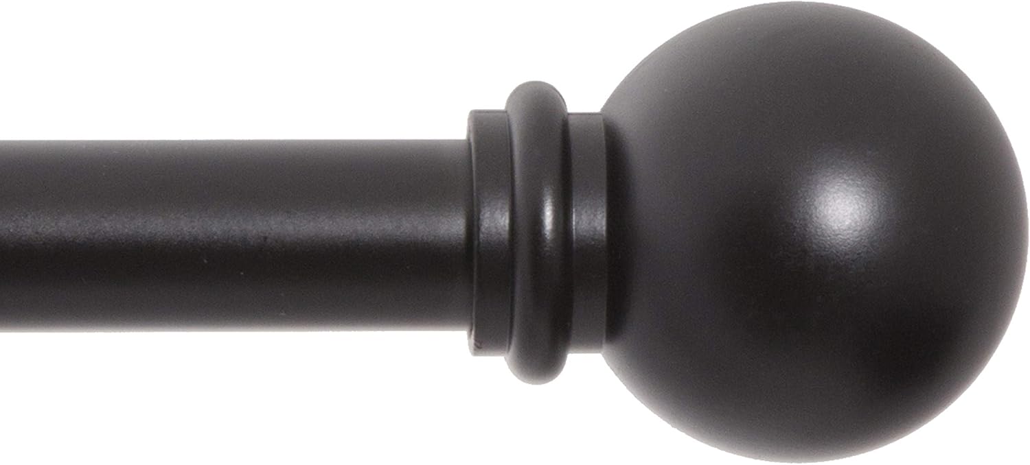 Kenney Chelsea 5/8" Standard Decorative Window Curtain Rod, 28-48", Black: Home & Kitchen