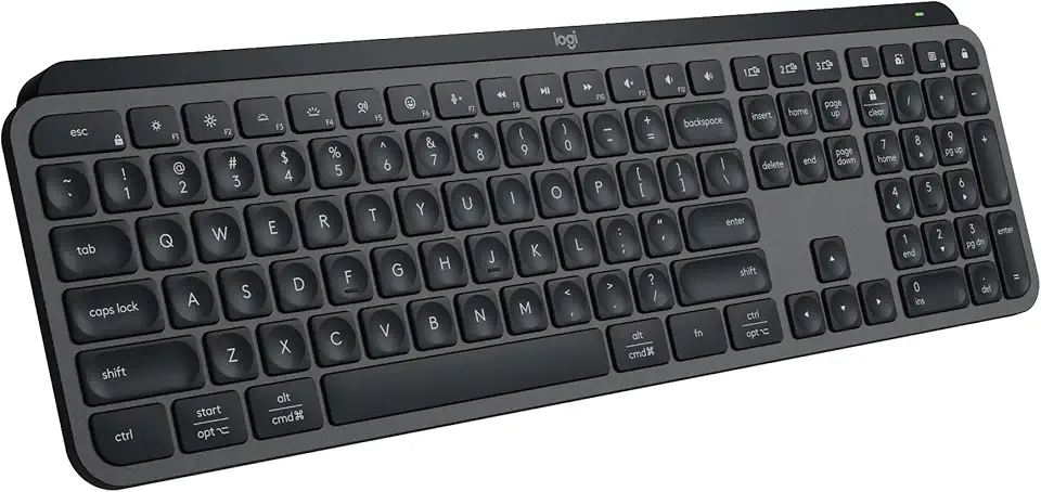 Teclado sem fio Logitech MX Keys S com Clique Silencioso, Teclas Programáveis, Iluminação Inteligente, Conexão Bluetooth ou Receptor USB Logi Bolt e Bateria Recarregável - Grafite
