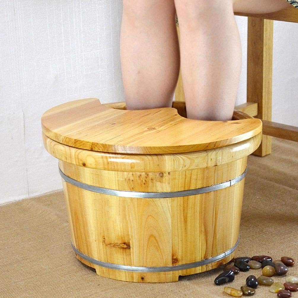 Drewniane wiadro do kąpieli stóp Relax Pedicure Kąpiel stóp, Spa stóp i nóg dla dorosłych, Drewniane wiadro do sauny, Spa do masażu stóp dla domu, Duża wanna z hydromasażem do stóp Bardzo łatwy w