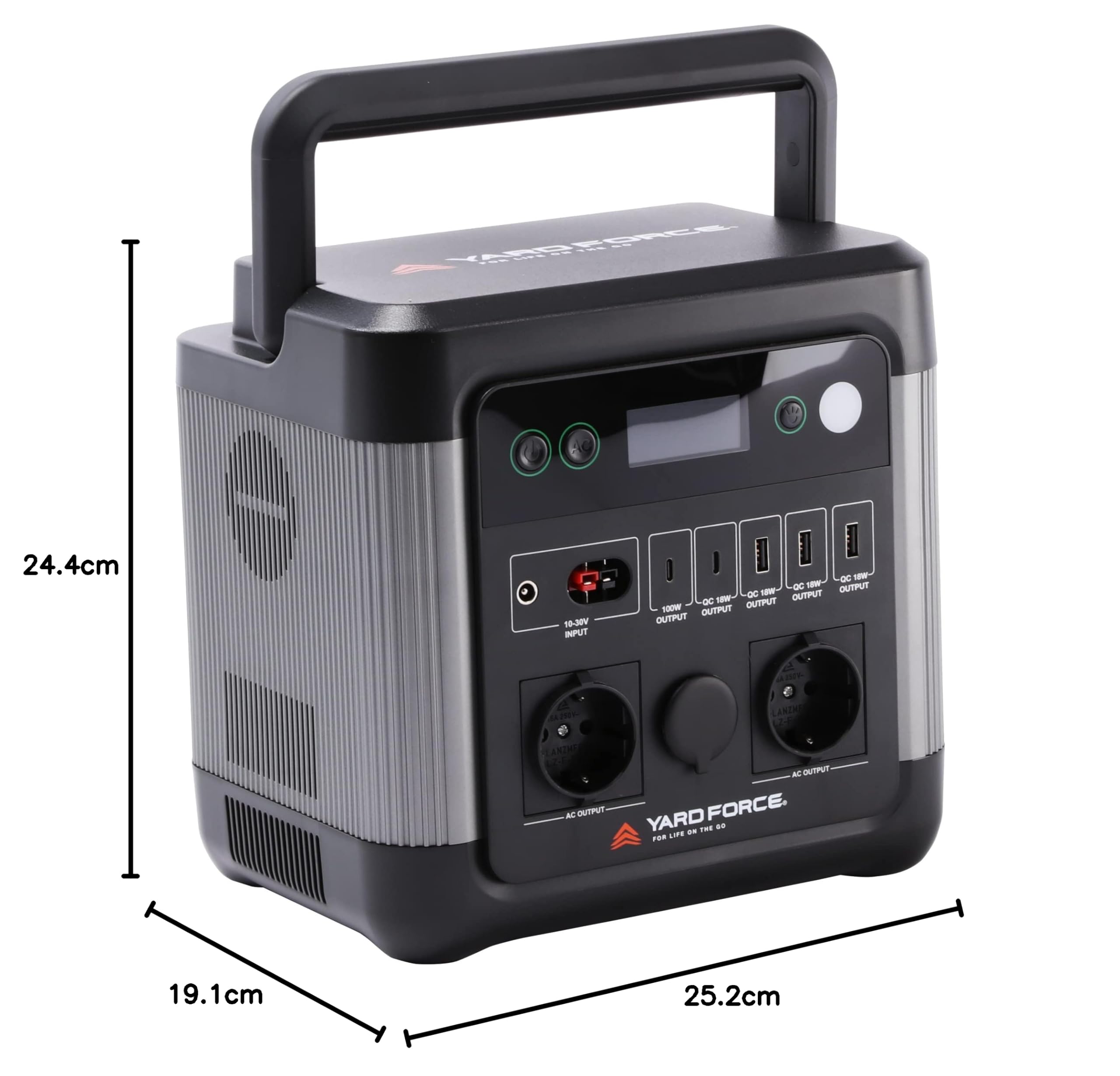 YARD FORCE Powerstation portatile LX PS1200/974 batteria backup con 2400 W nella parte superiore, alimentazione autonoma per campeggio, roulotte, interni, esterni