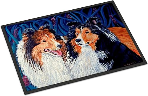 Miniatura 1 de Caroline's Treasures 7508MAT Sheltie - Tapete para puerta delantera, 18 x 27 pulgadas, para interiores y exteriores, para entrada, antideslizante,