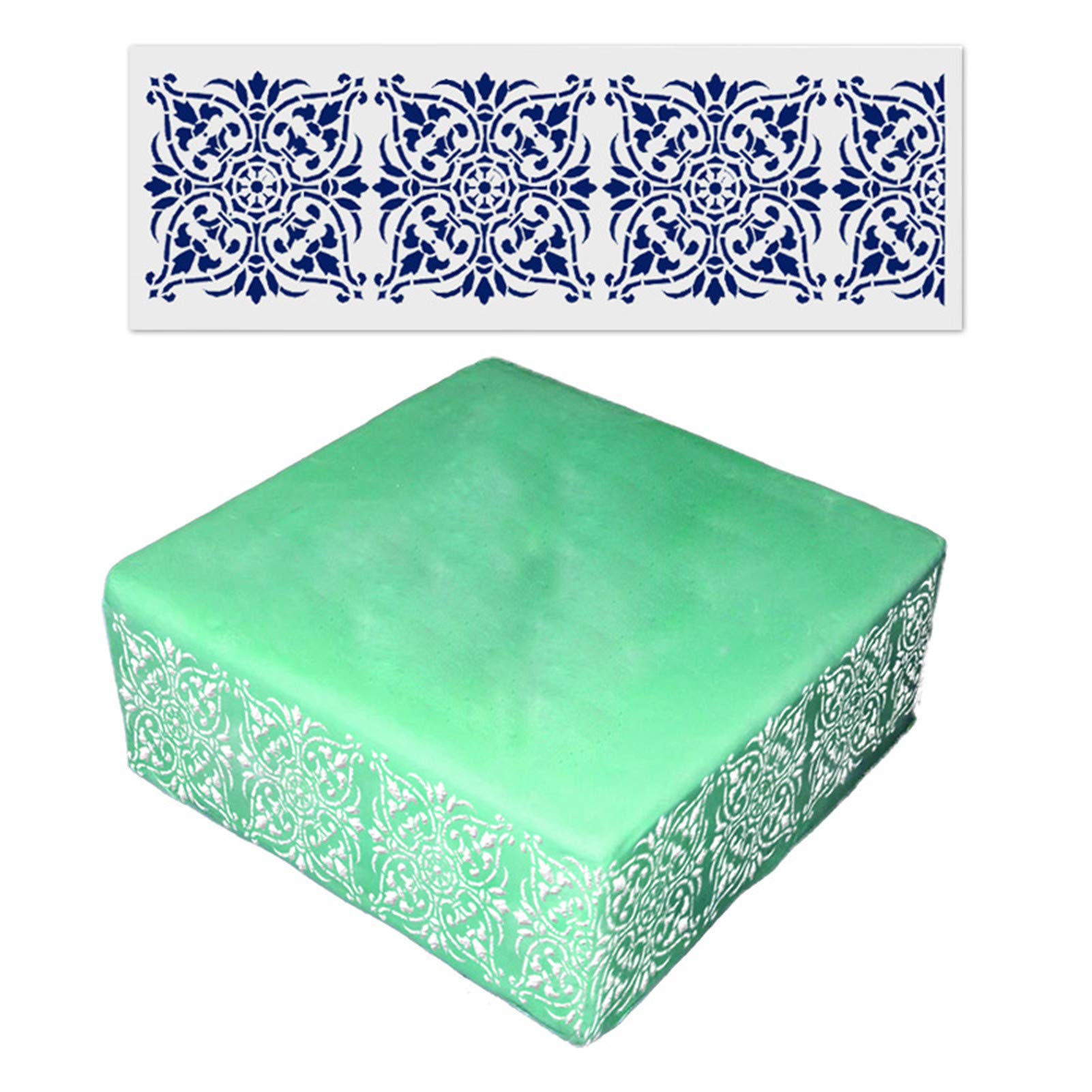 Stencil in plastica a forma di fiore, per stampe, stencil con bordo in pizzo, strumento per decorare torte, stampo a forma di fiore, setaccio, zucchero in polvere, fondente, biscotti, mousse